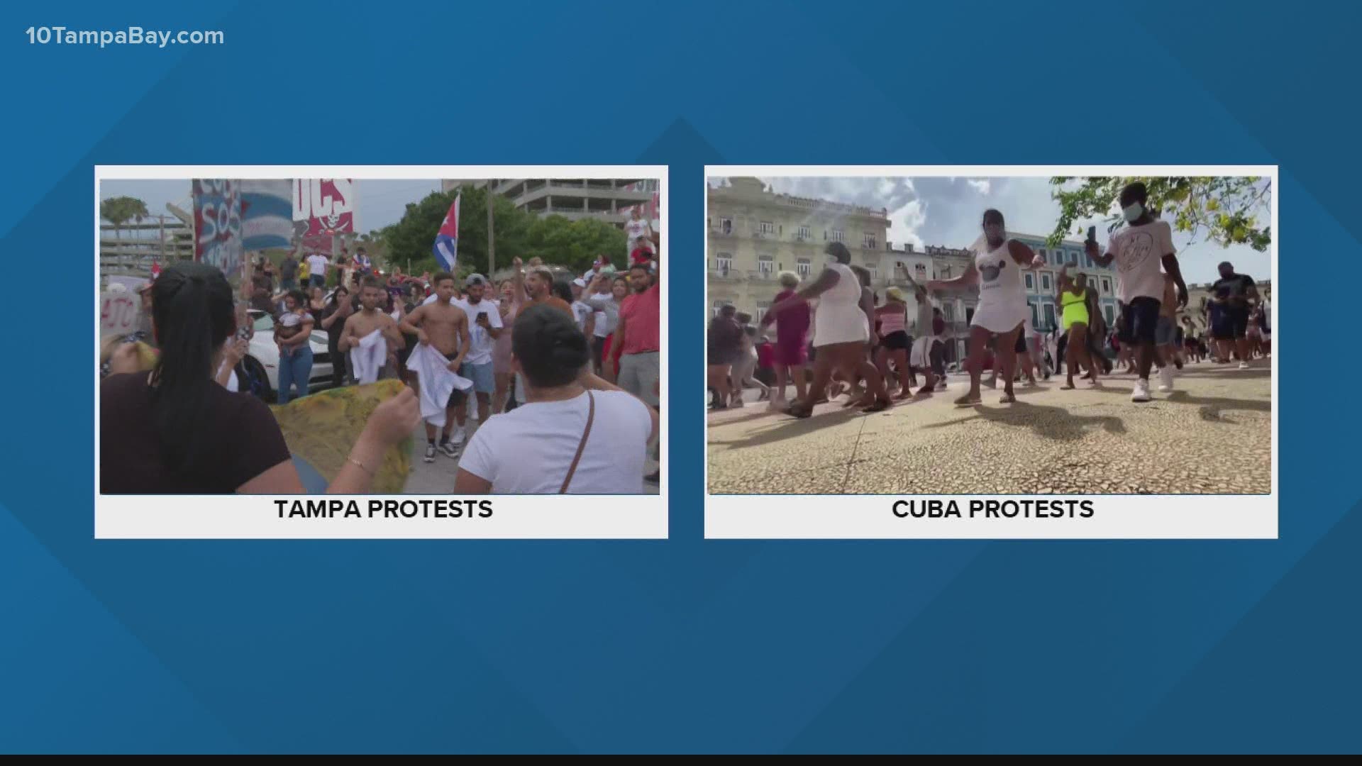 Hundreds of people gathered in Tampa in solidarity with thousands marching in Cuba.