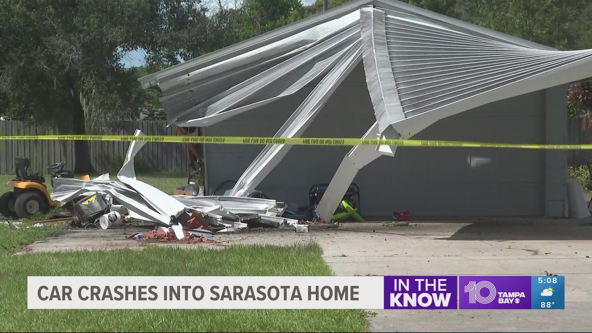 FHP says no one was inside the house at the time of the crash.