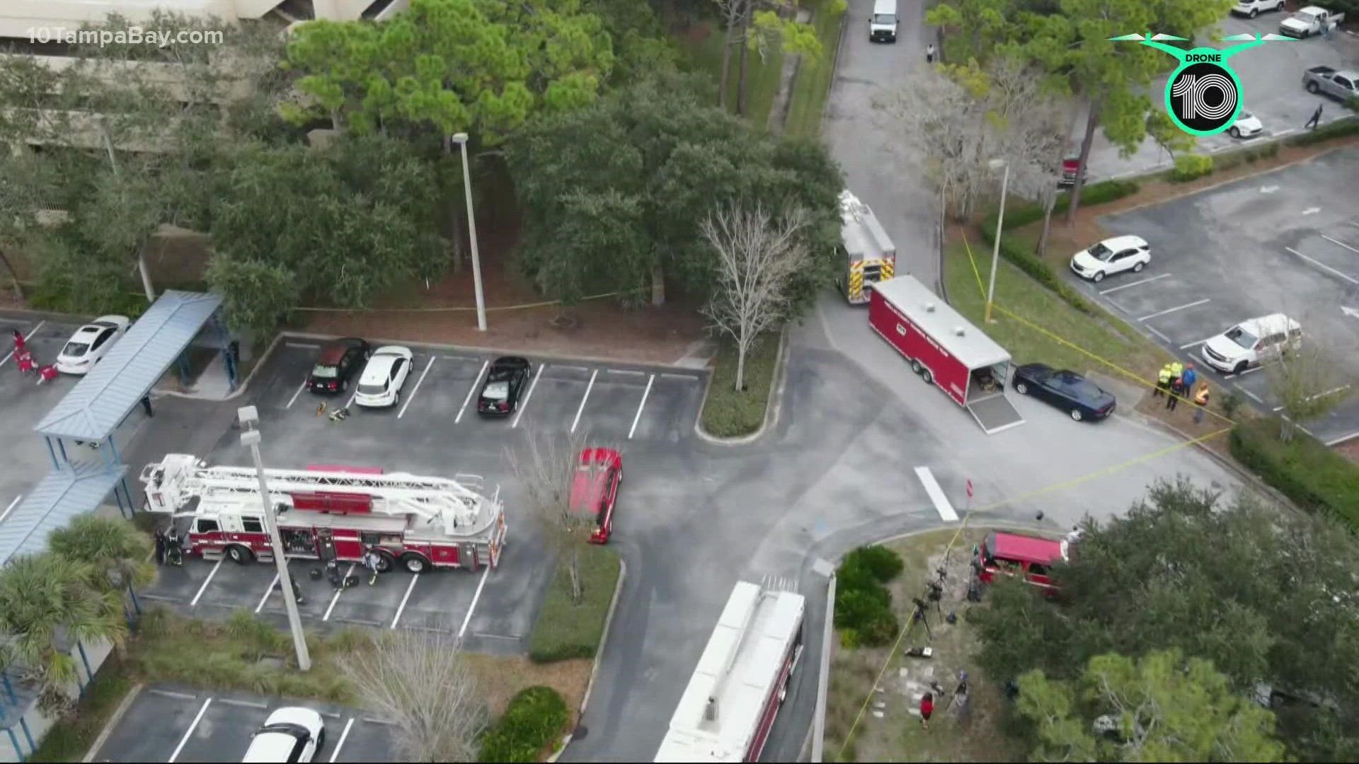 Clearwater firefighters say preparation and recovery efforts have been slowed by bad weather and the building being unstable.