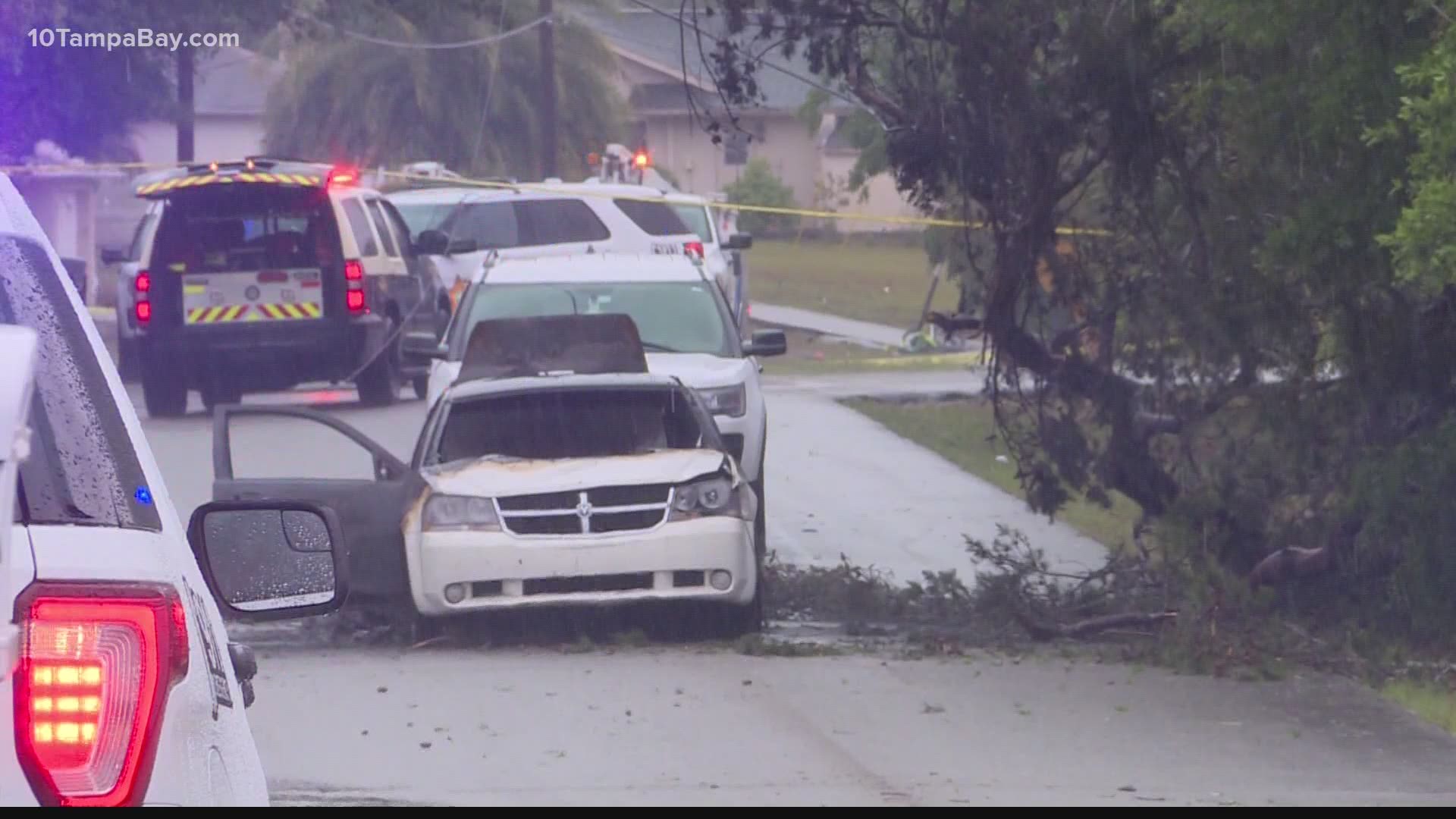 A 17-year-old girl was electrocuted when she came in contact with a downed power line during strong storms Sunday afternoon.
