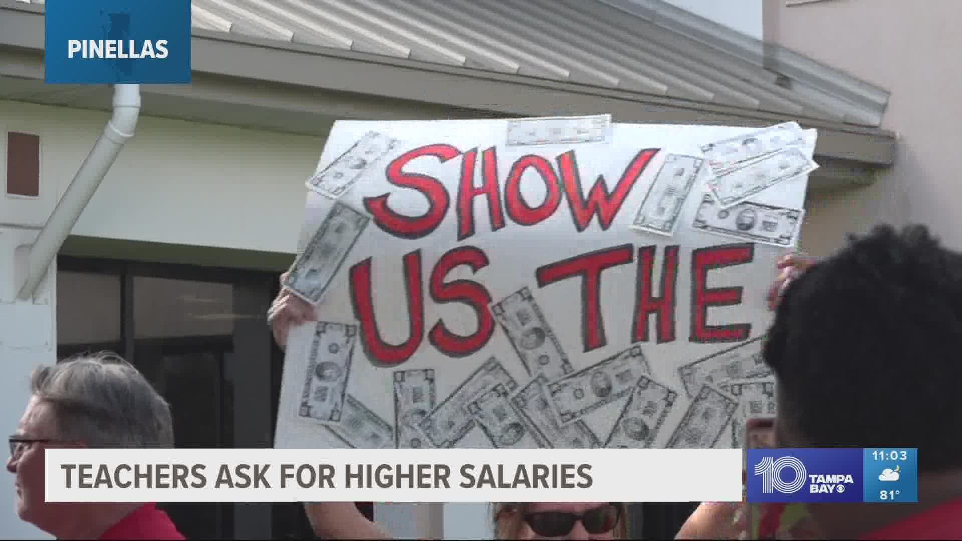 Pinellas County teachers and staff are asking school board members to pay them more with inflation costs and rising rent.