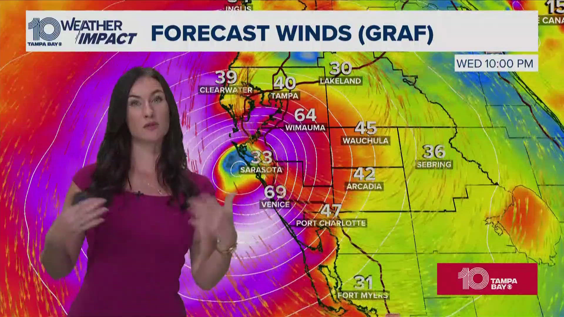 Forecasters said "life-threatening storm surge, damaging winds, and flooding rains" are expected across central and southwestern Florida.