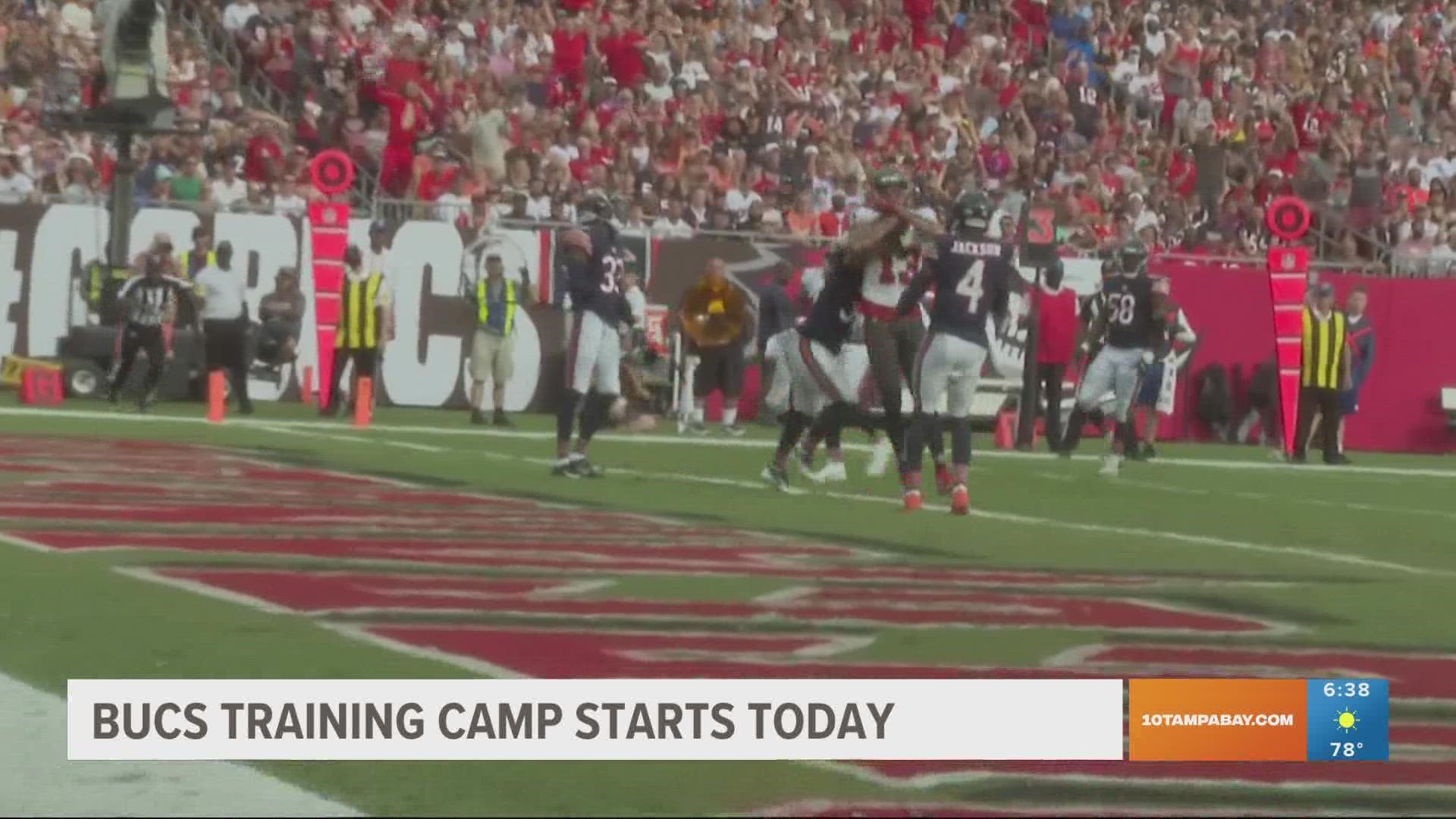 The Bucs are back. They are taking the field for training camp.