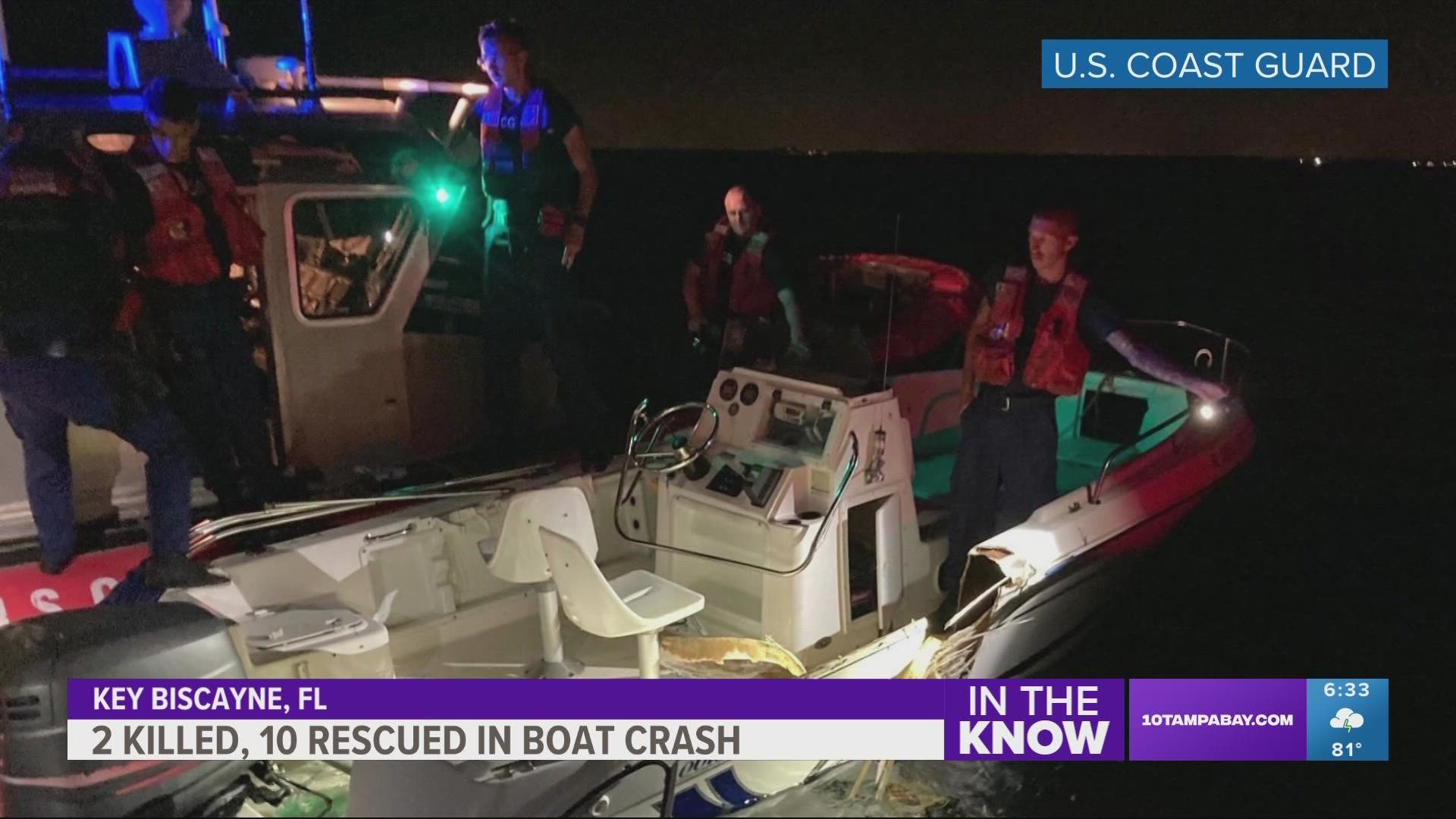 The Coast Guard said a person involved in the collision notified the agency of the crash around 10:30 p.m. Friday night.
