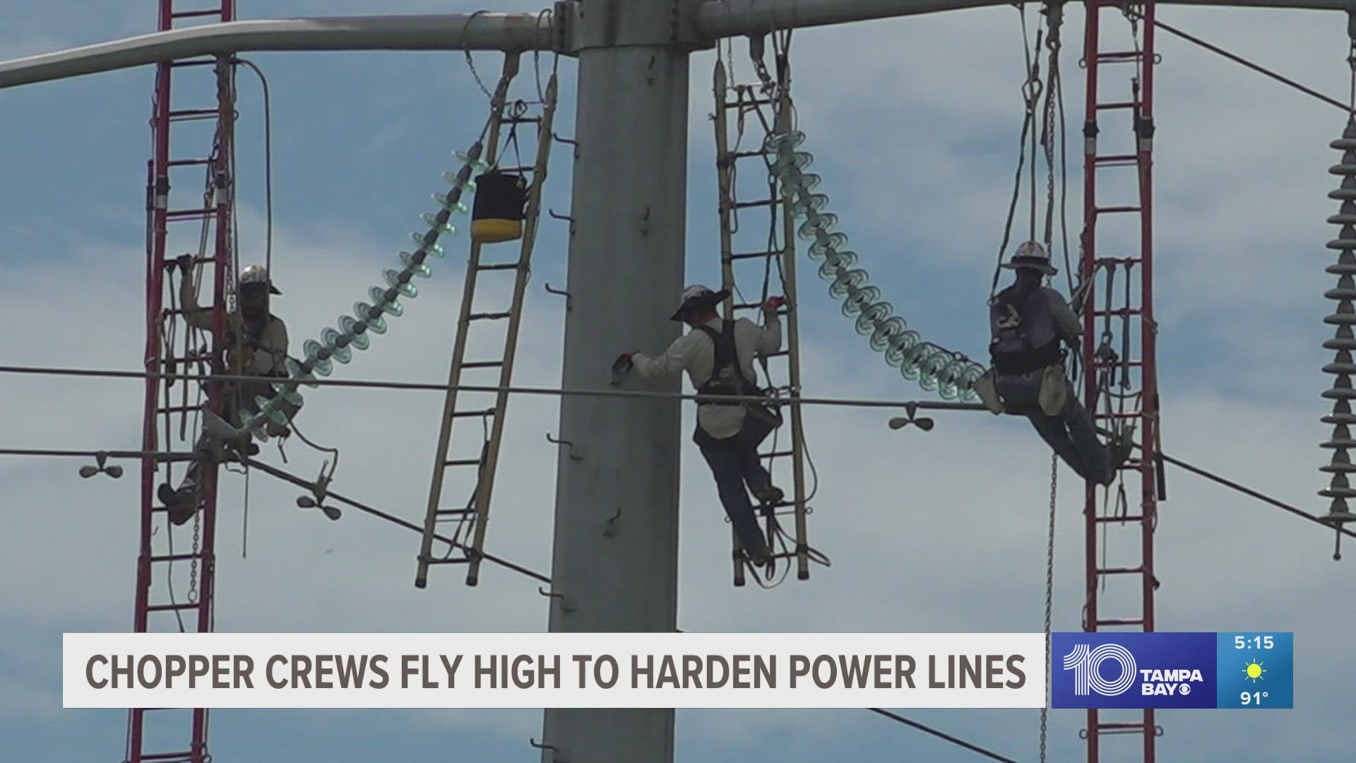 Daring crews from Duke Energy crossed the sky Wednesday in Pasco County to make crucial upgrades to transmission lines, catching the attention of folks nearby.