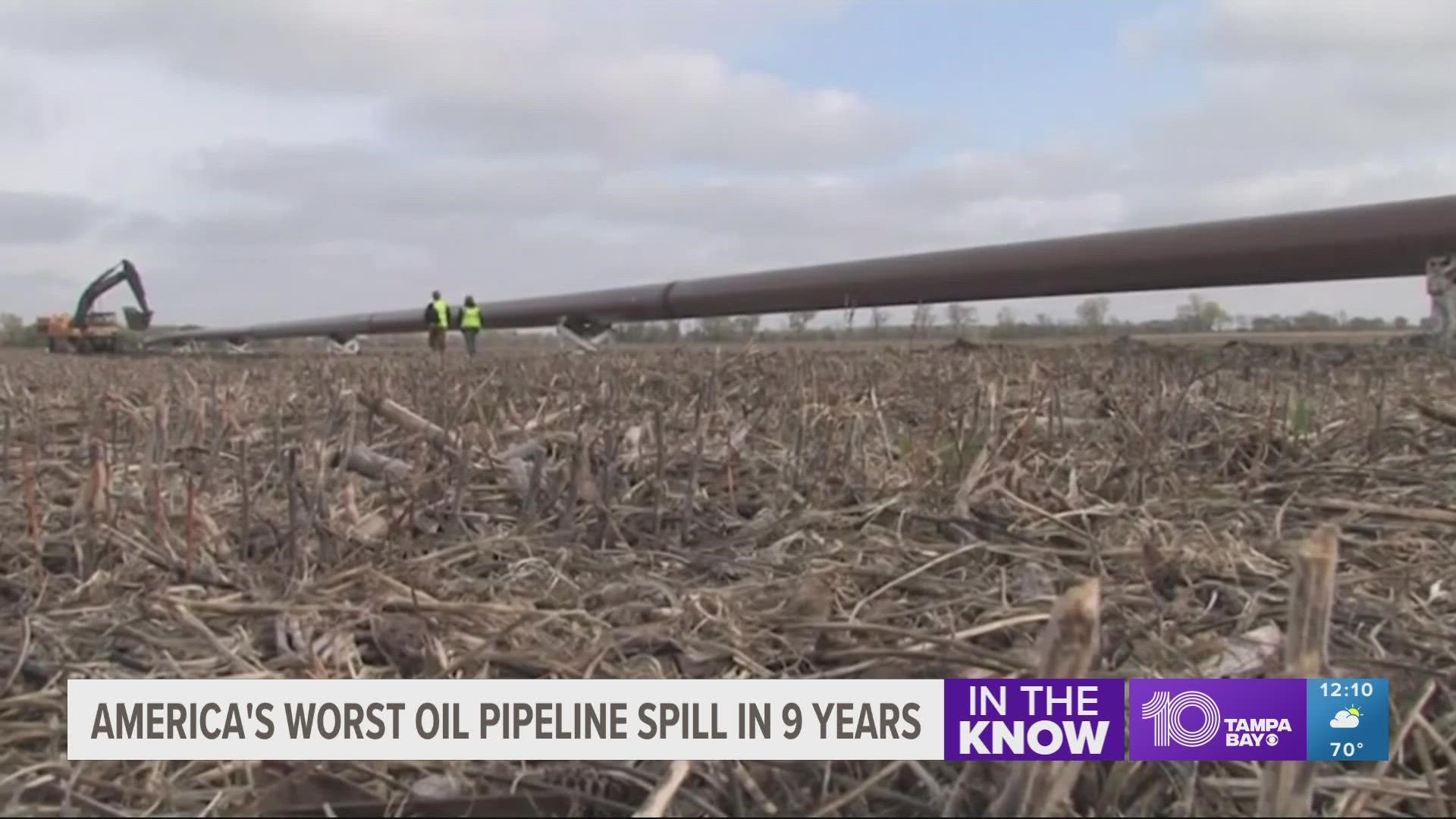 A ruptured pipe dumped enough oil into a northeastern Kansas creek to nearly fill an Olympic-sized swimming pool.