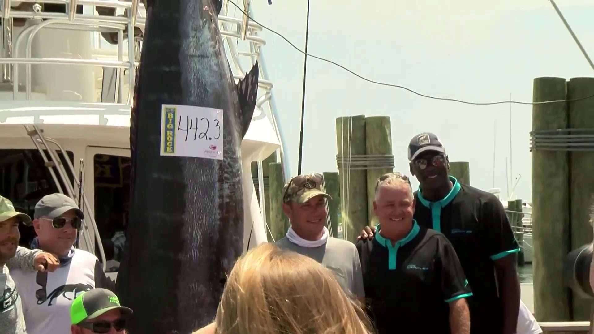 The boat "Catch 23" out of Florida brought someone to the landing who may be the tournament's other "big catch." Michael Jordan made an appearance today on his boat,