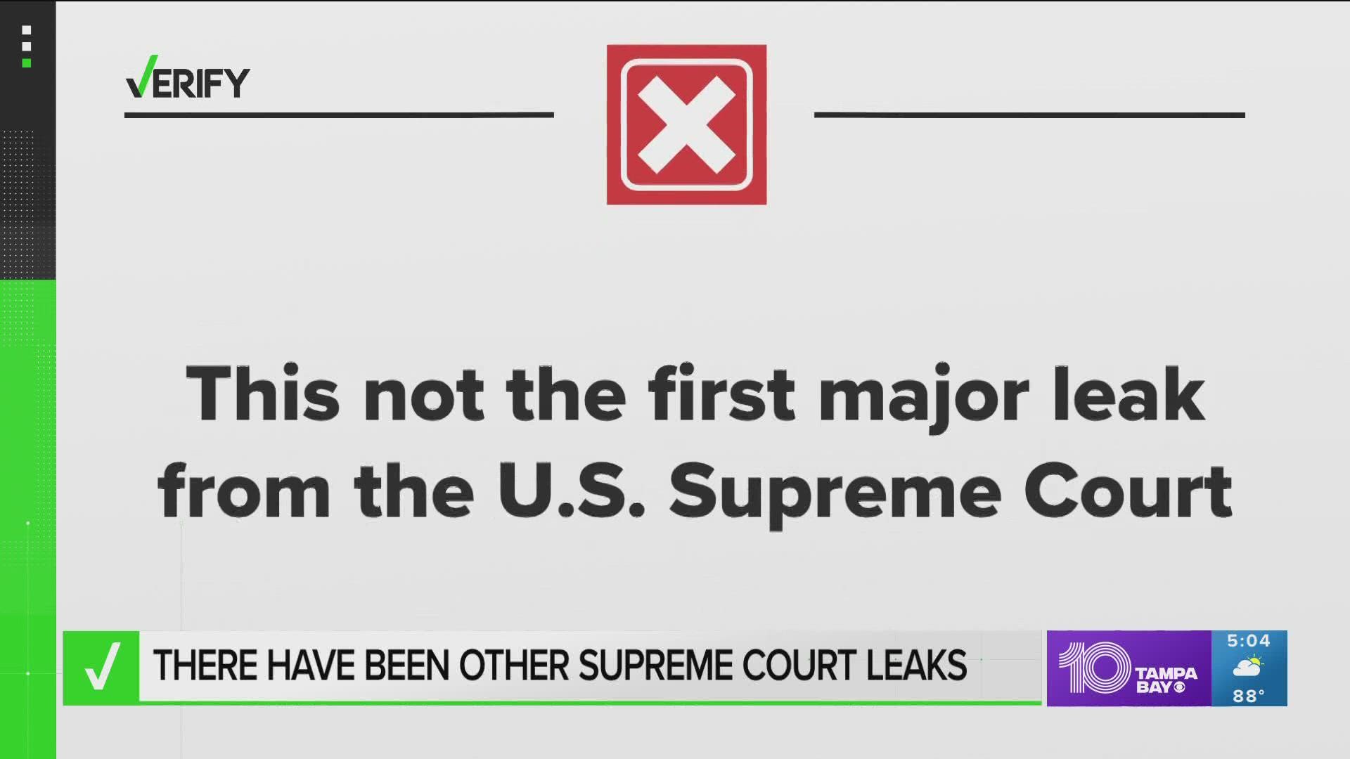 The original Roe v. Wade decision was leaked and appeared in a Time Magazine article published prior to the official ruling being announced.