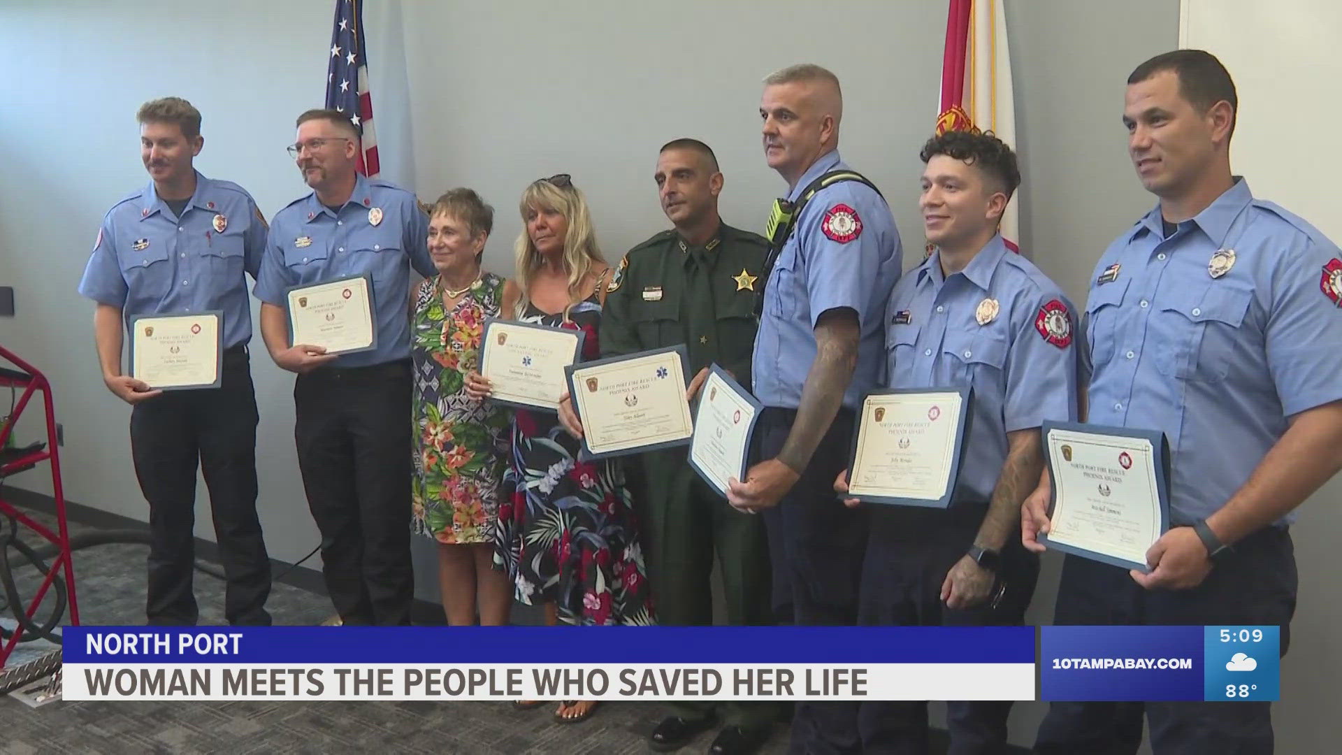 The woman was checking out a house to buy for her sister when she went into cardiac arrest.