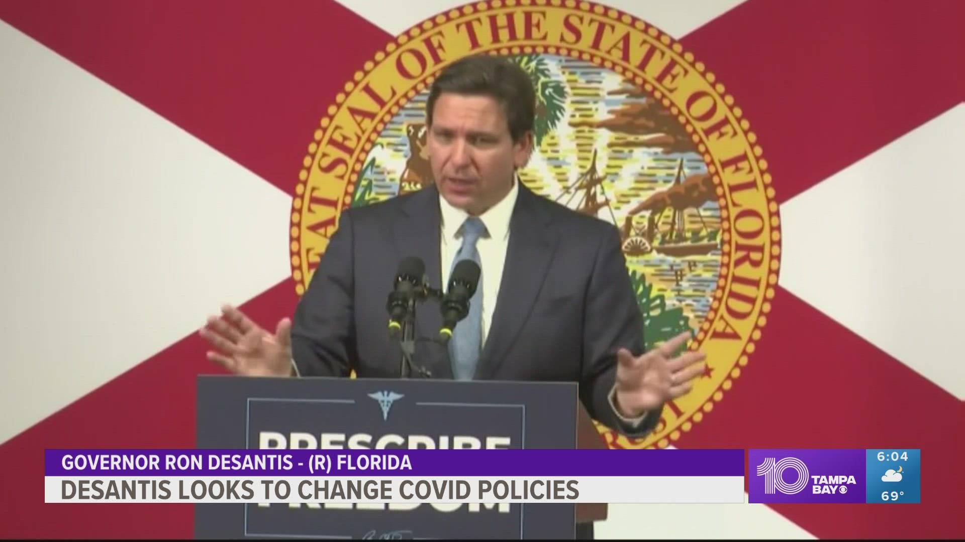 Florida Gov. Ron DeSantis' office says that he wants to see a law protecting physicians who speak out against COVID-19 policies from getting fired.