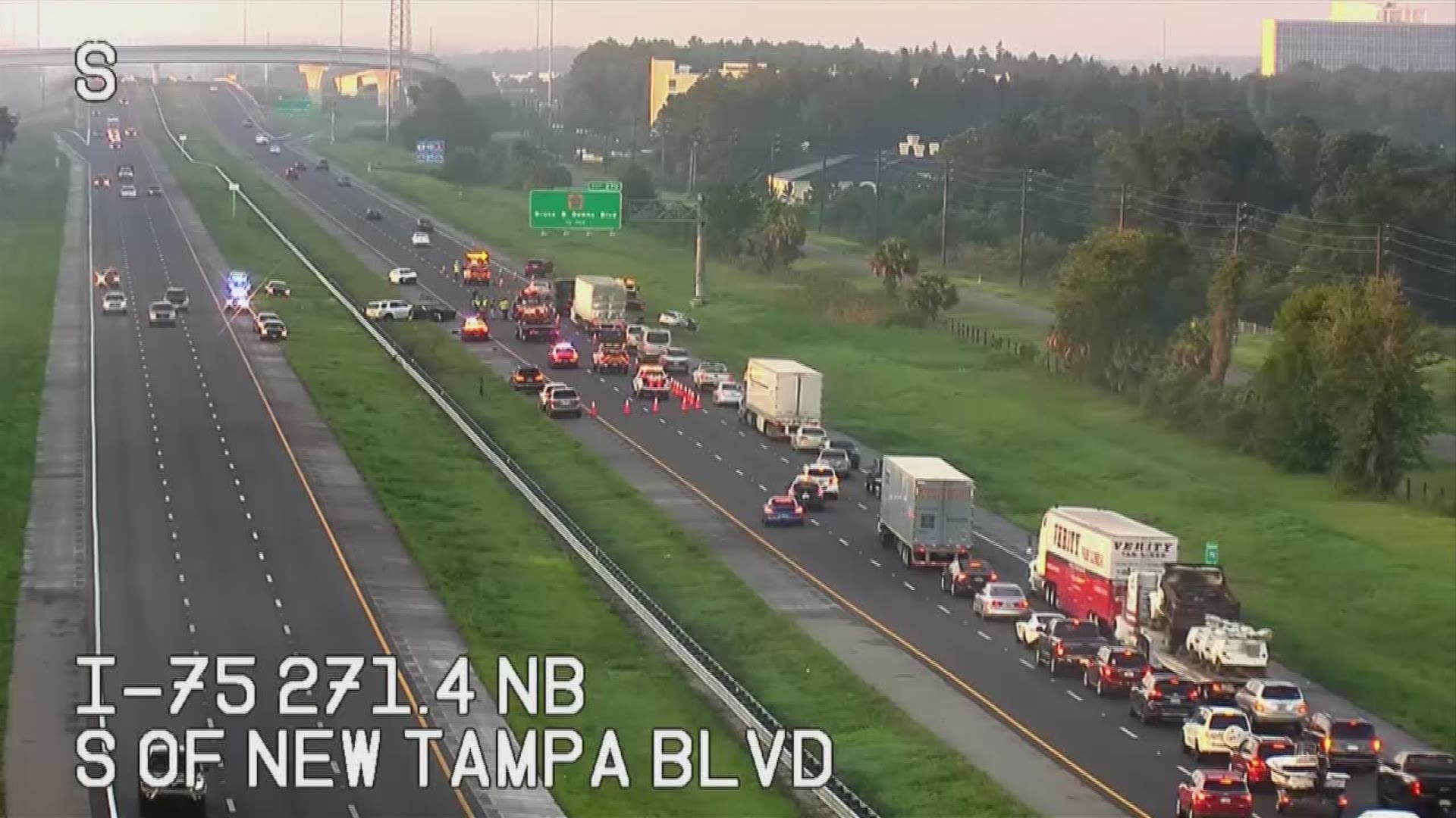 Plan for a little extra time in your commute.

The far left lane remains blocked Saturday morning on southbound Interstate 75 near Bruce B. Downs Boulevard because of a crash.