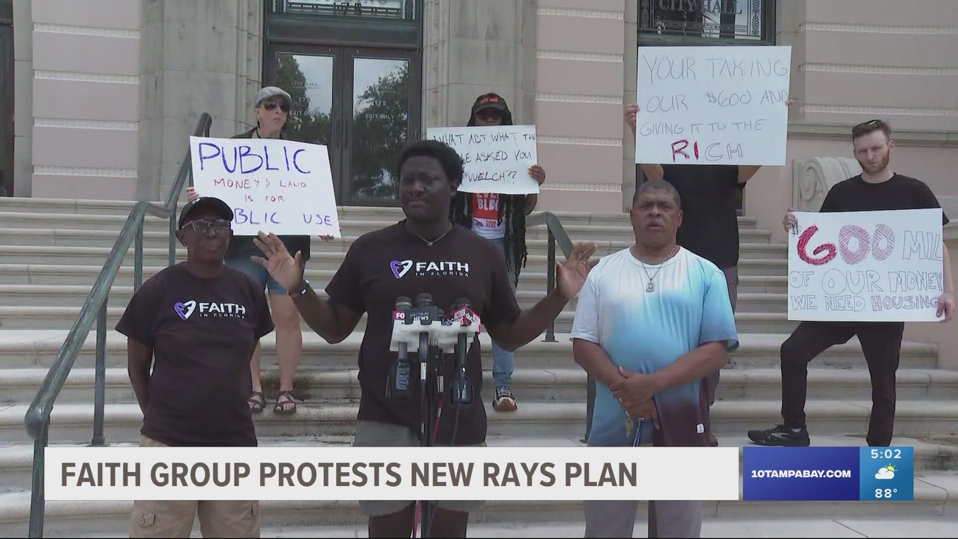 Protestors made sure to push back on the plan by demonstrating outside St. Pete City Hall during the big announcement.