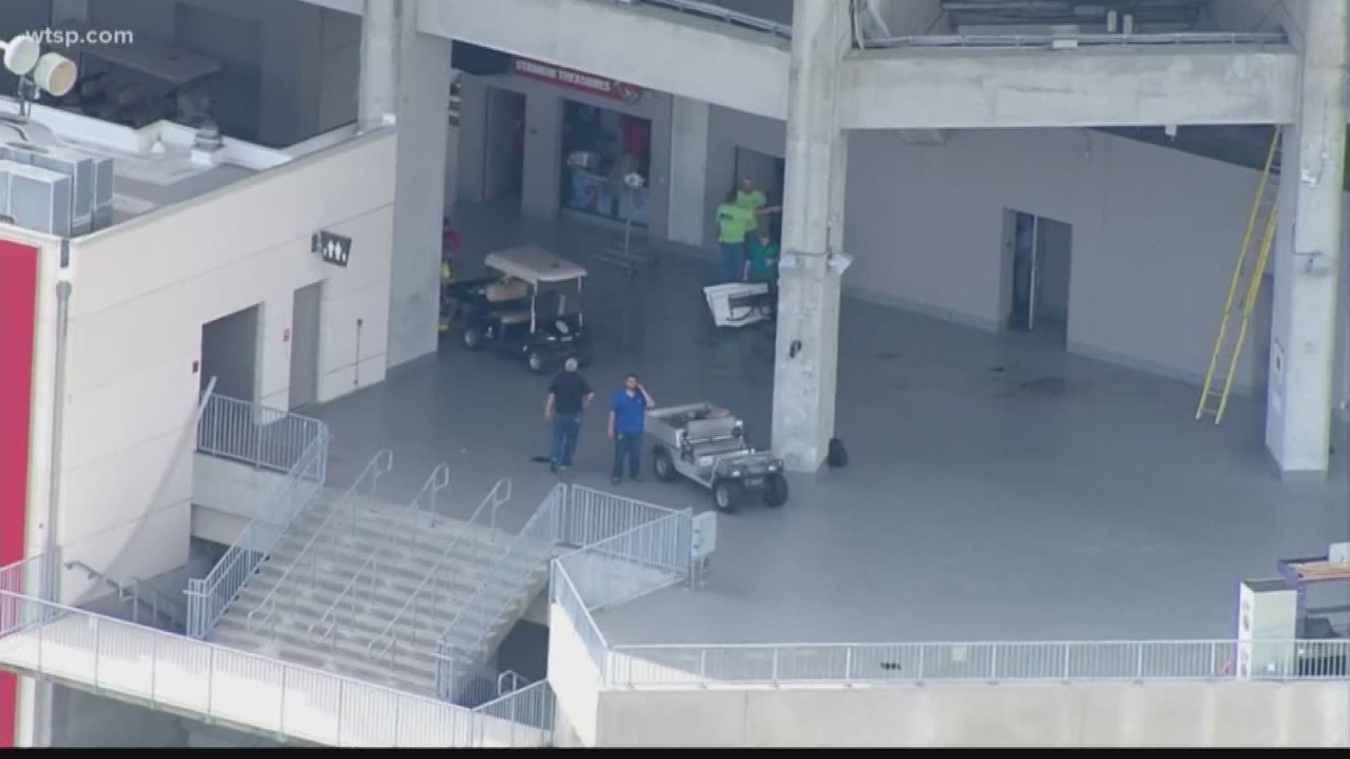 Two workers were injured when a gas line ignited Thursday afternoon at Raymond James Stadium in Tampa.

Tampa police say it happened while the men were working on the gas line in a vending area on the 300 level of the facility. https://on.wtsp.com/2OLGfis
