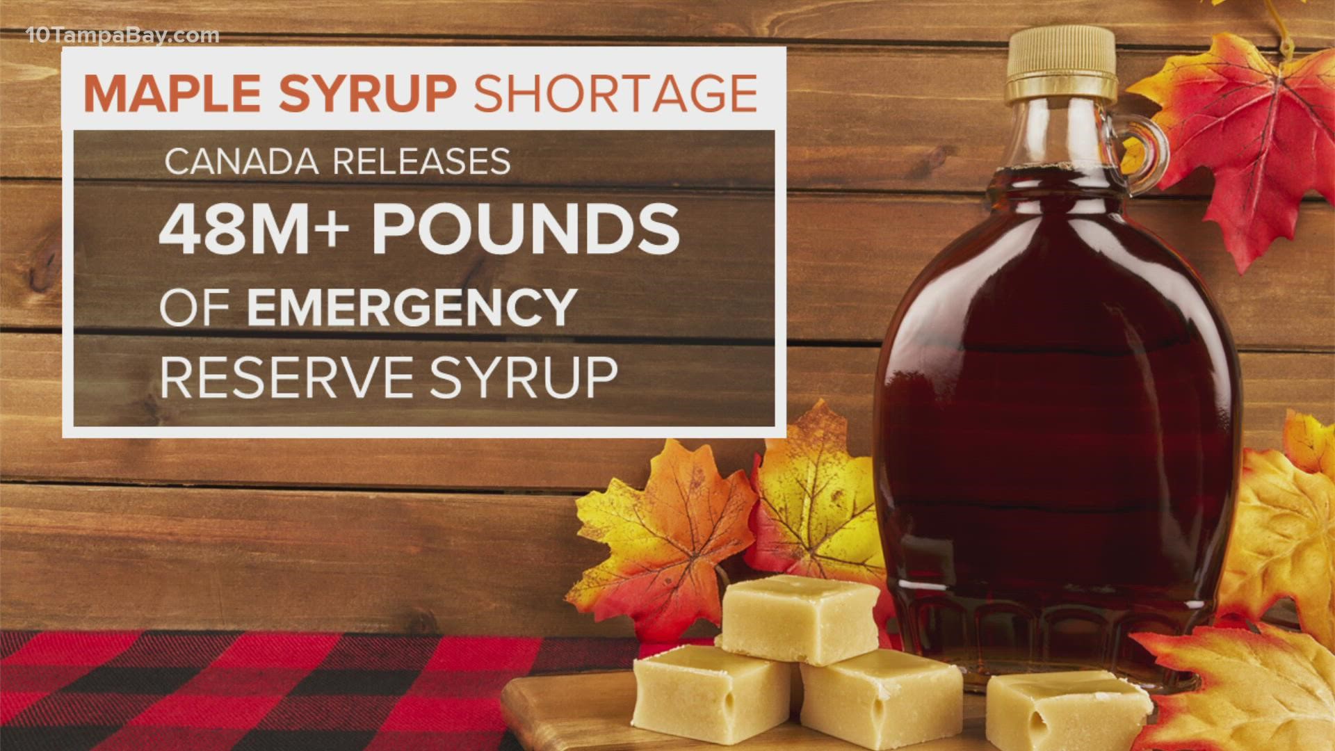The millions of pounds of syrup that is in the reserve come from years of surplus, when production of maple syrup exceeds demand.