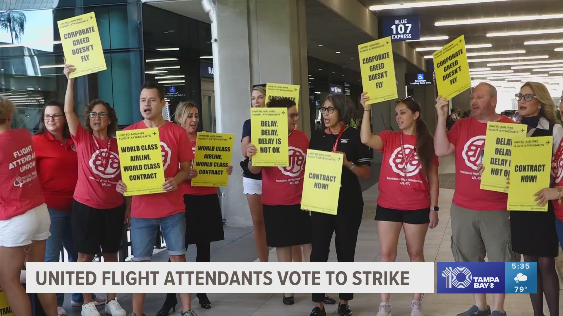 The announcement coincided with a demonstration at 20 different airports around the nation on Wednesday, including Tampa International Airport.