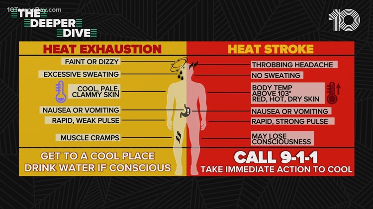 What's the difference between heat exhaustion and heat stroke?