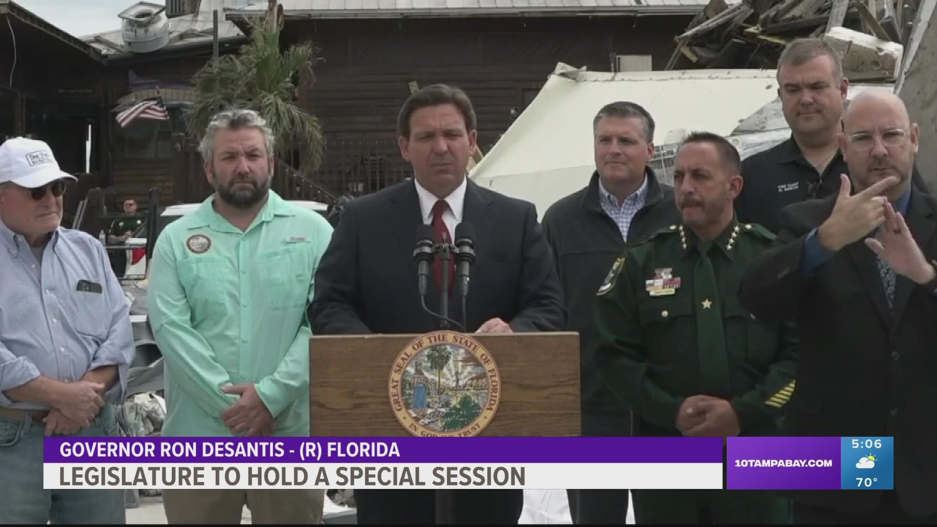 DeSantis says the extension will allow the legislature to convene for a special session to give rebates to property owners.
