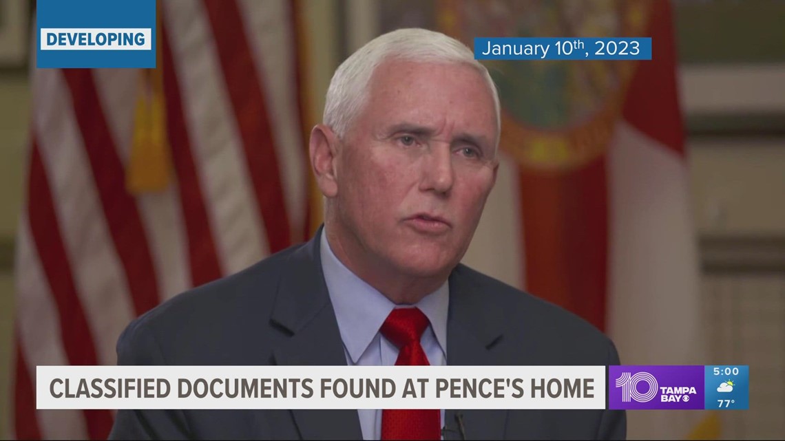 Classified documents found at former VP Pence's Indiana home