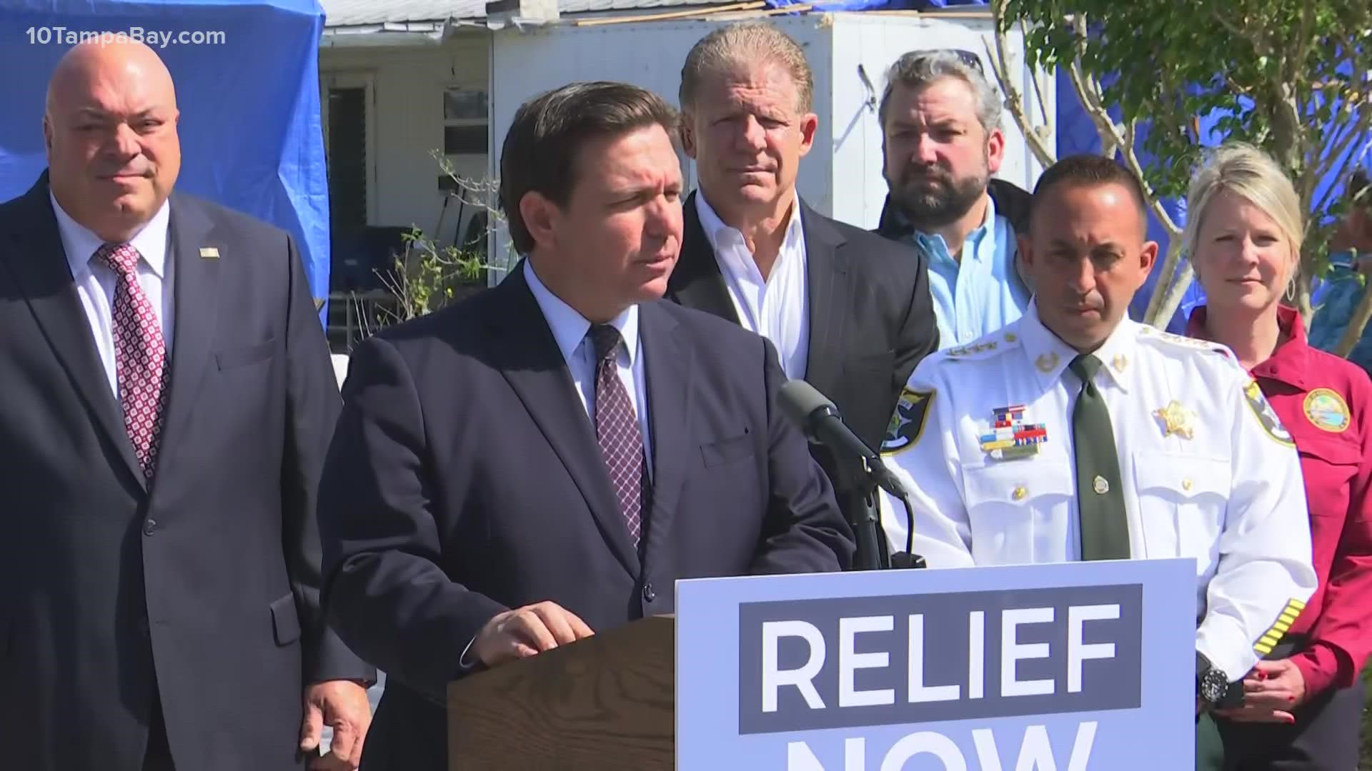 He made the announcement during a visit to a mobile home neighborhood recently impacted by an EF-2 tornado.