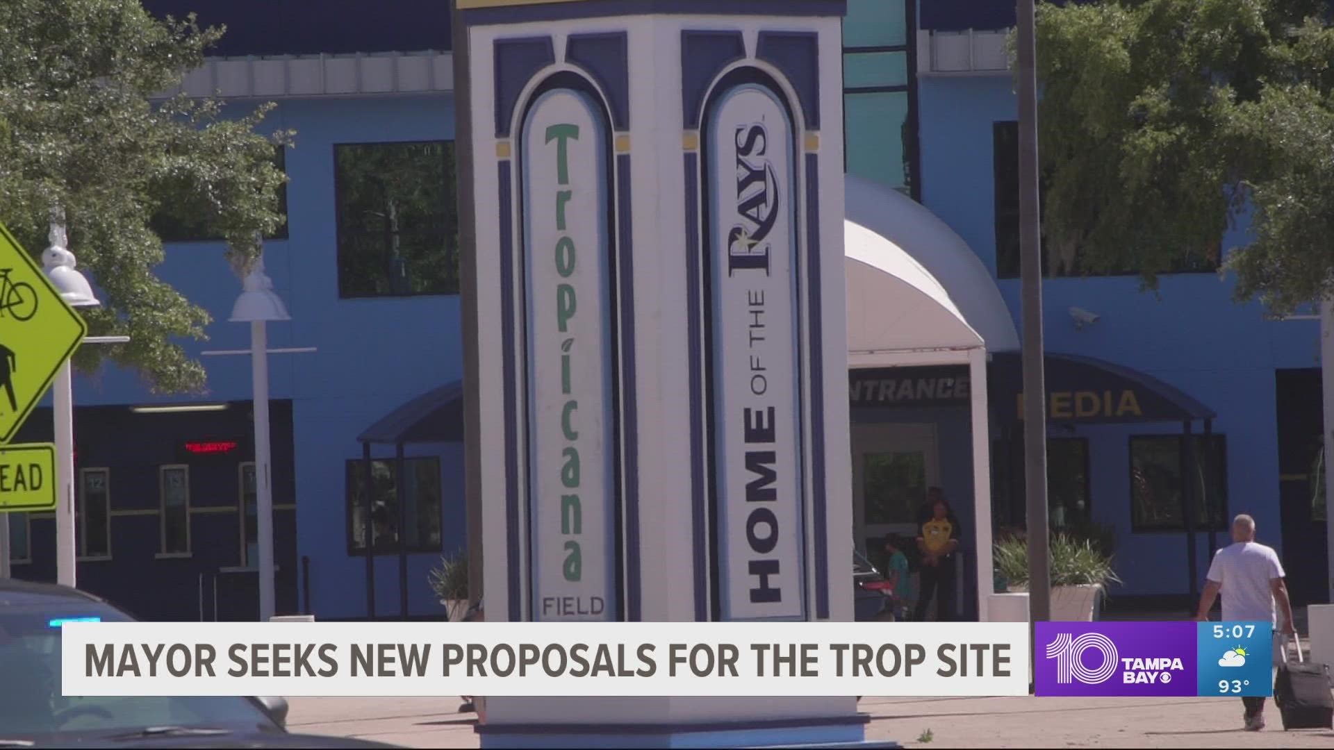 The mayor will request new developer proposals that will be expected to include plans for a "state-of-the-art" Rays ballpark.