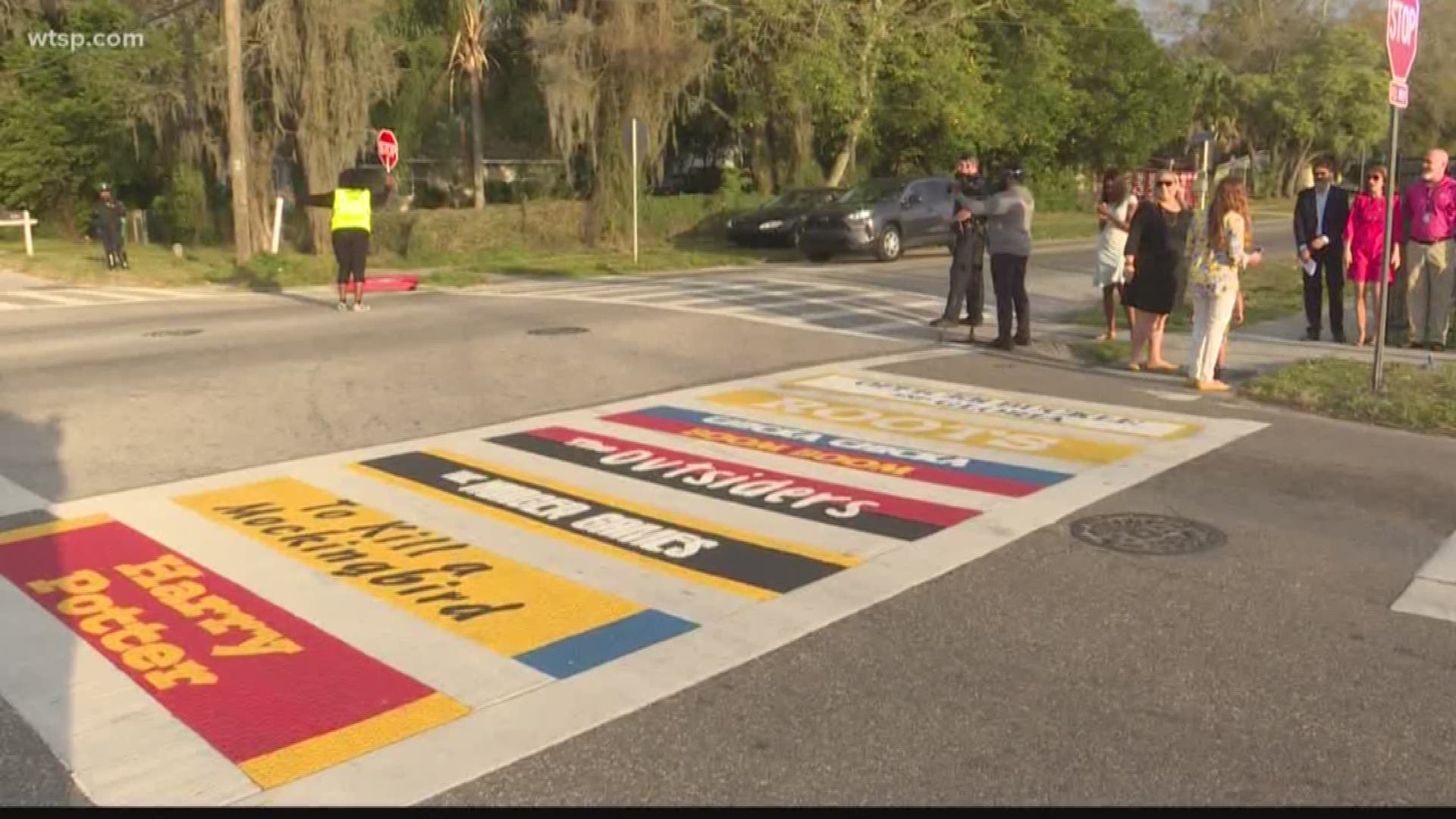 The initiative turns crosswalks into colorful art showing off kid-favorite books.