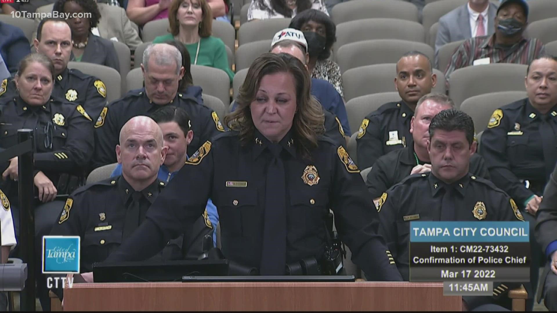 O'Connor has been serving as chief of police since Mayor Jane Castor appointed her on Feb. 8. Thursday's vote makes permanent her appointment.