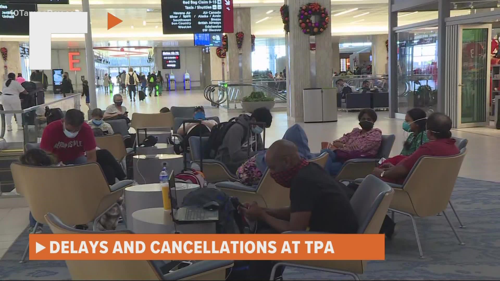 As of Friday morning, more than 40 flights were either canceled or delayed leaving or arriving at the airport.