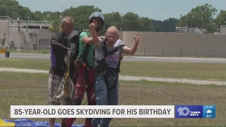 Pinellas County senior skydives for his 85th birthday