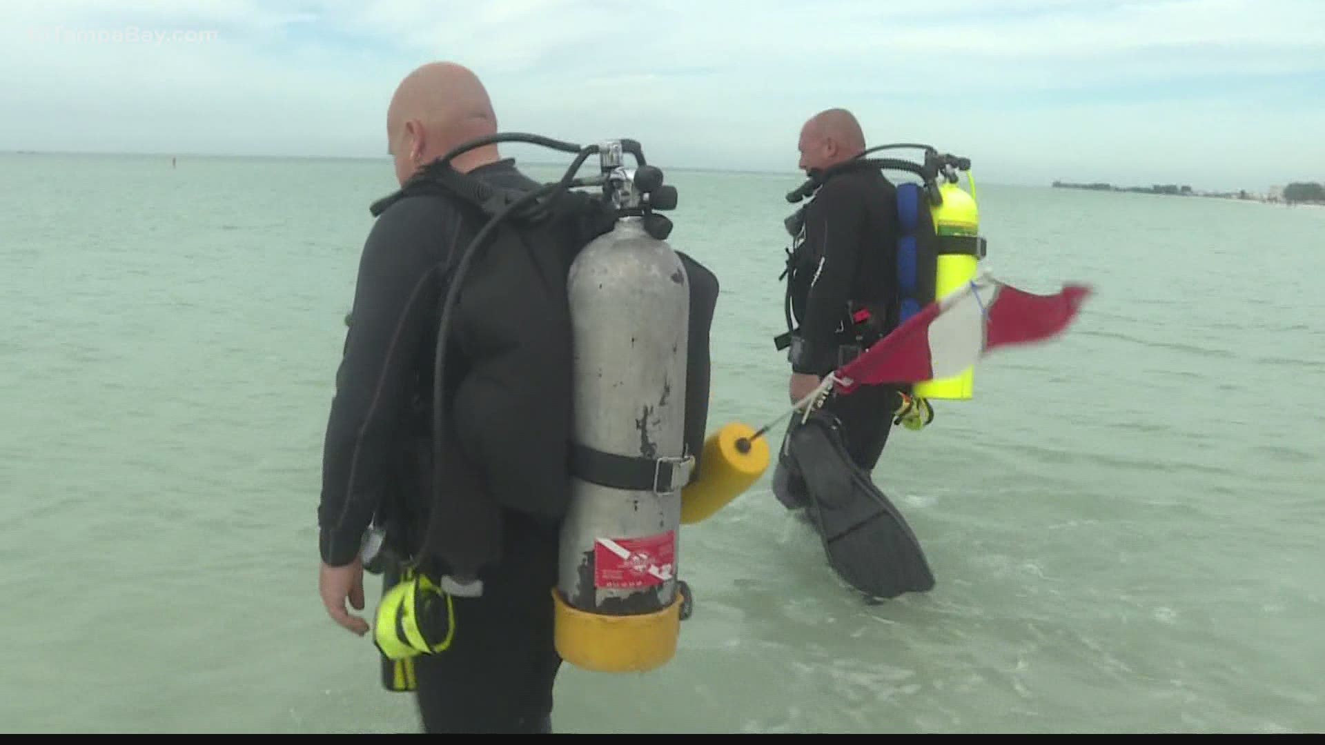 Fifty-five divers scoured the Gulf for debris and discarded fishing gear in the area.