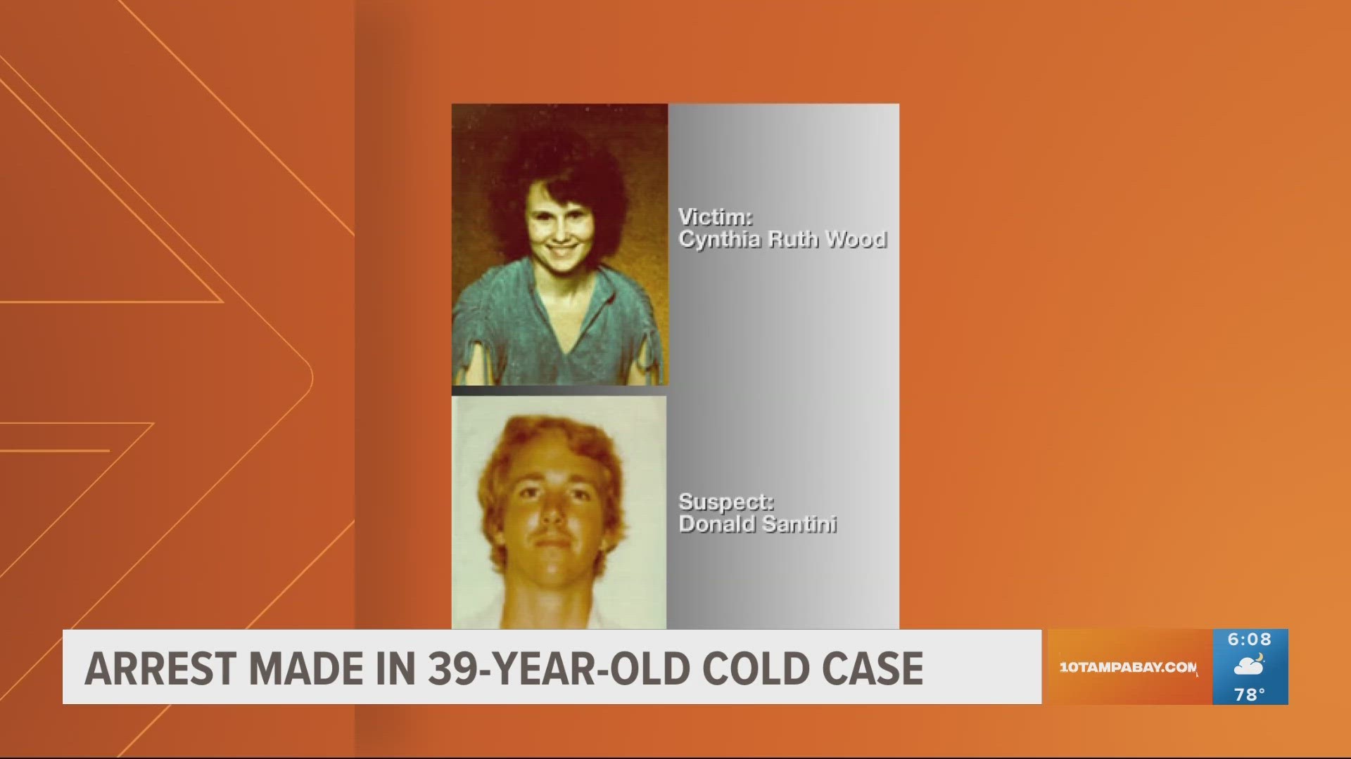 Donald Santini is accused of strangling Cynthia Ruth Wood and dumping her body in a ditch.