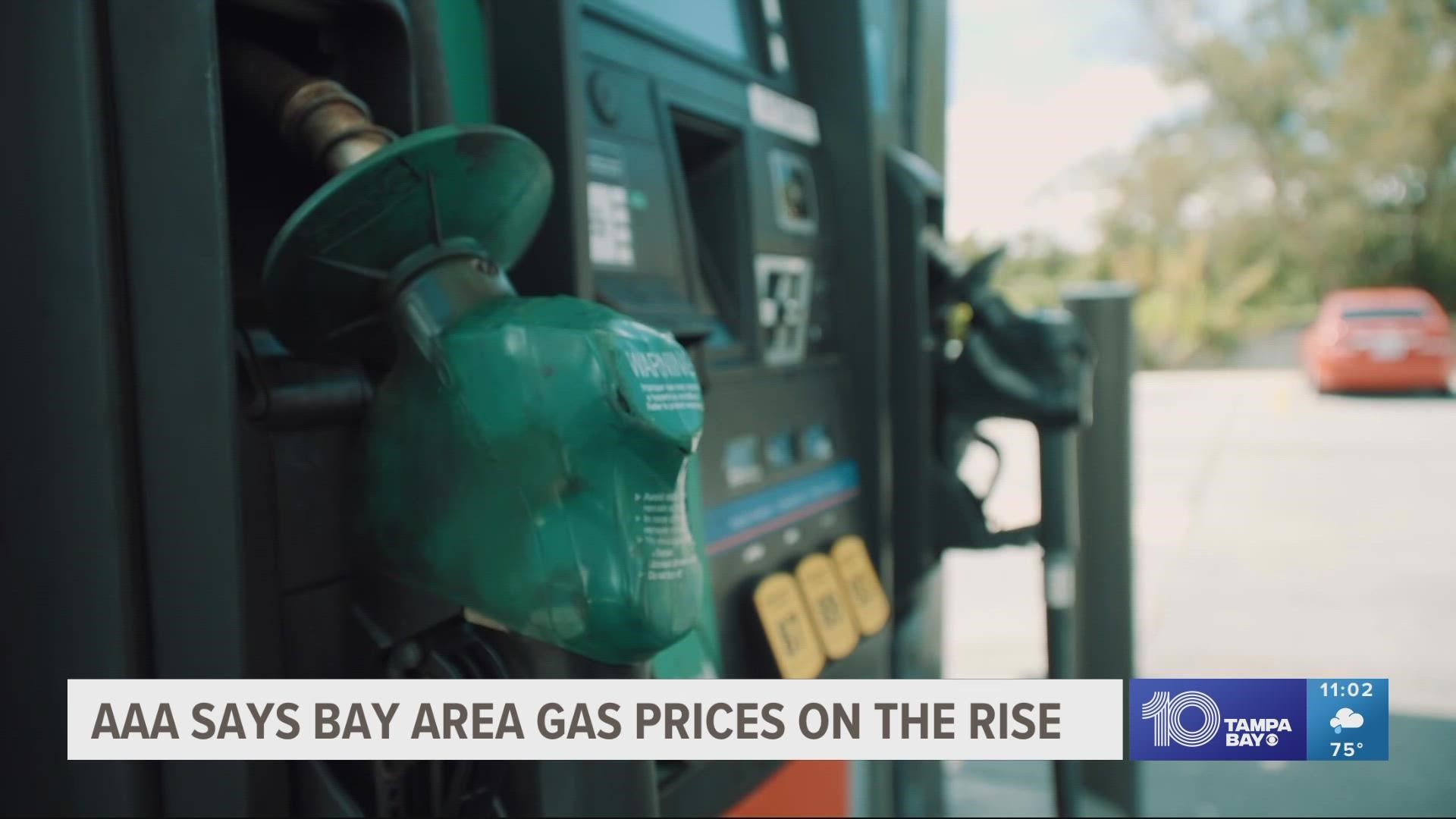 AAA officials said gas prices are continuing to rise; and some storms could play a role, but it depends where.