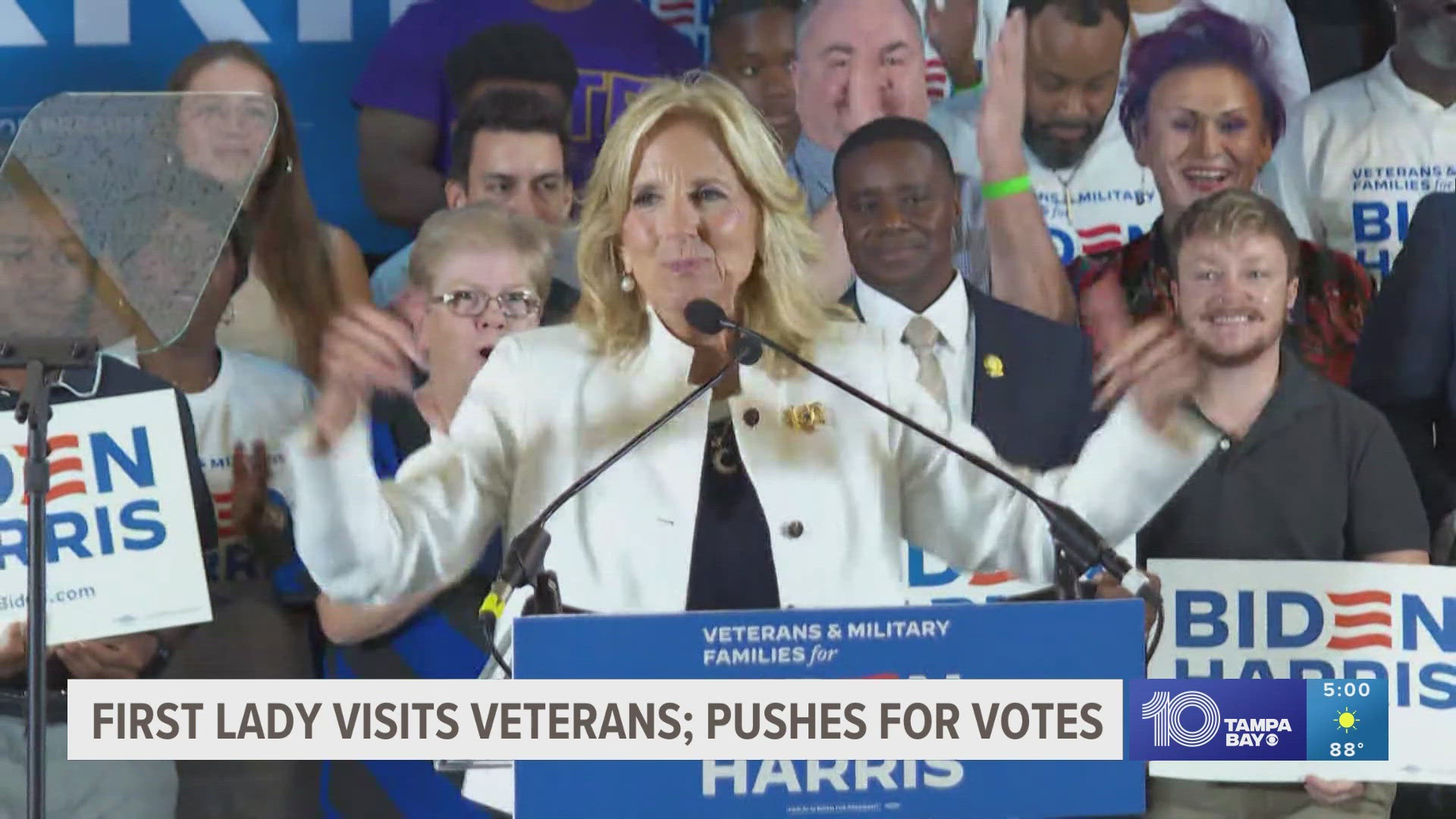 First lady Jill Biden visited Tampa on Monday afternoon to launch a campaign organizing initiative for veterans and military families.