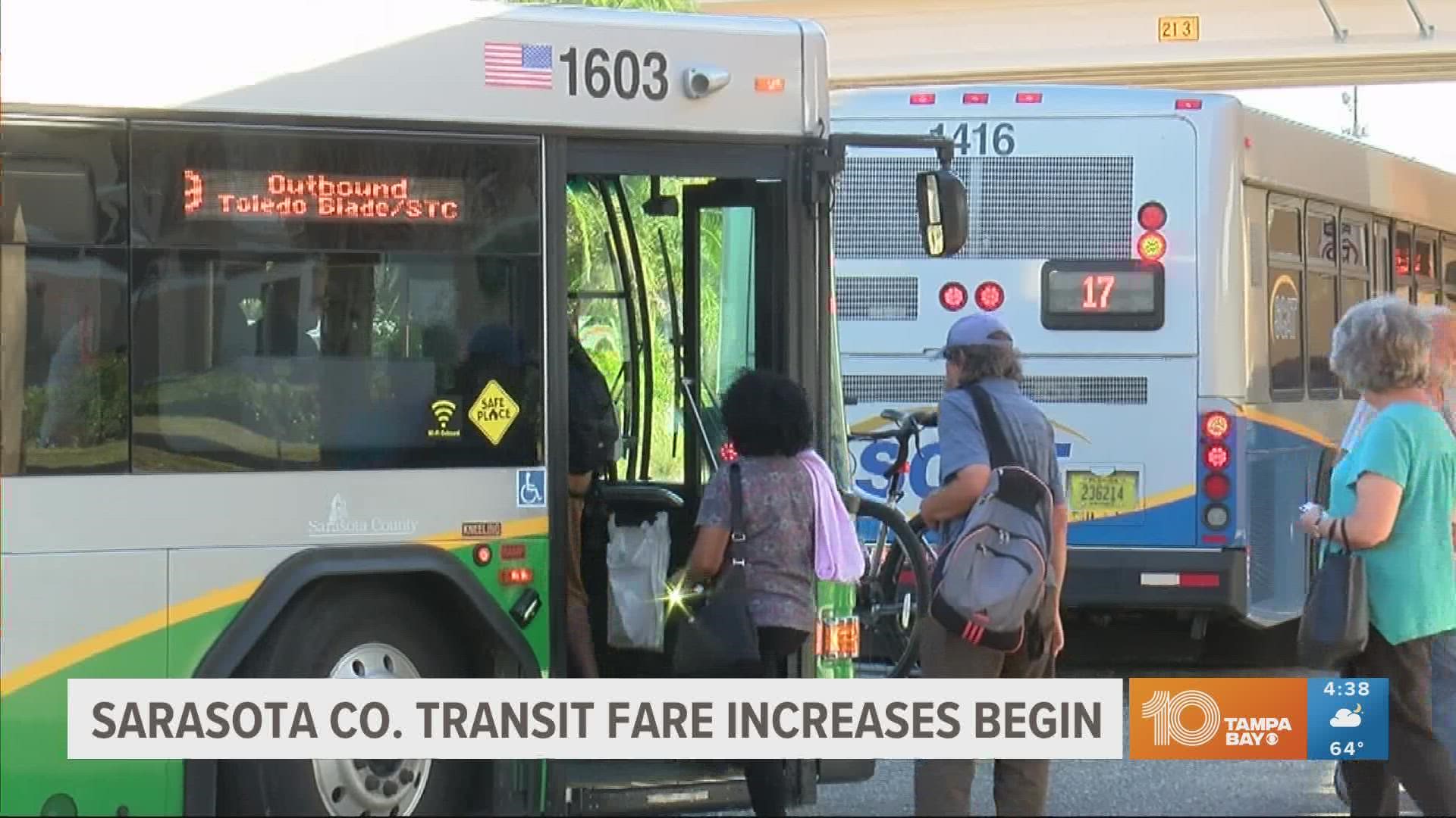 The price increase ranges from 15 to 25 cents. And, the half-priced monthly bus pass will be phased out.