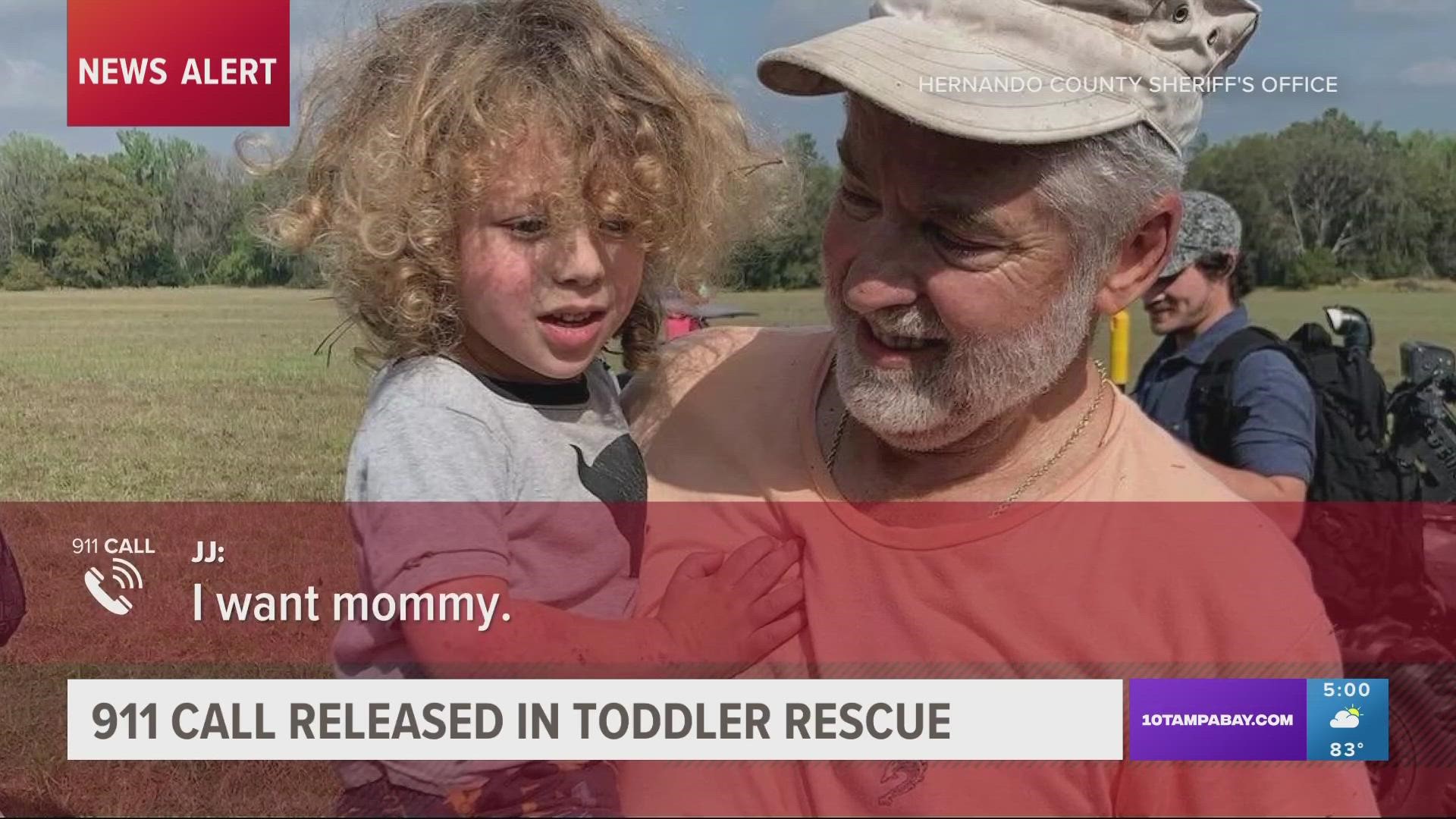 During the call, you can hear the toddler calling for his mom once he was found.