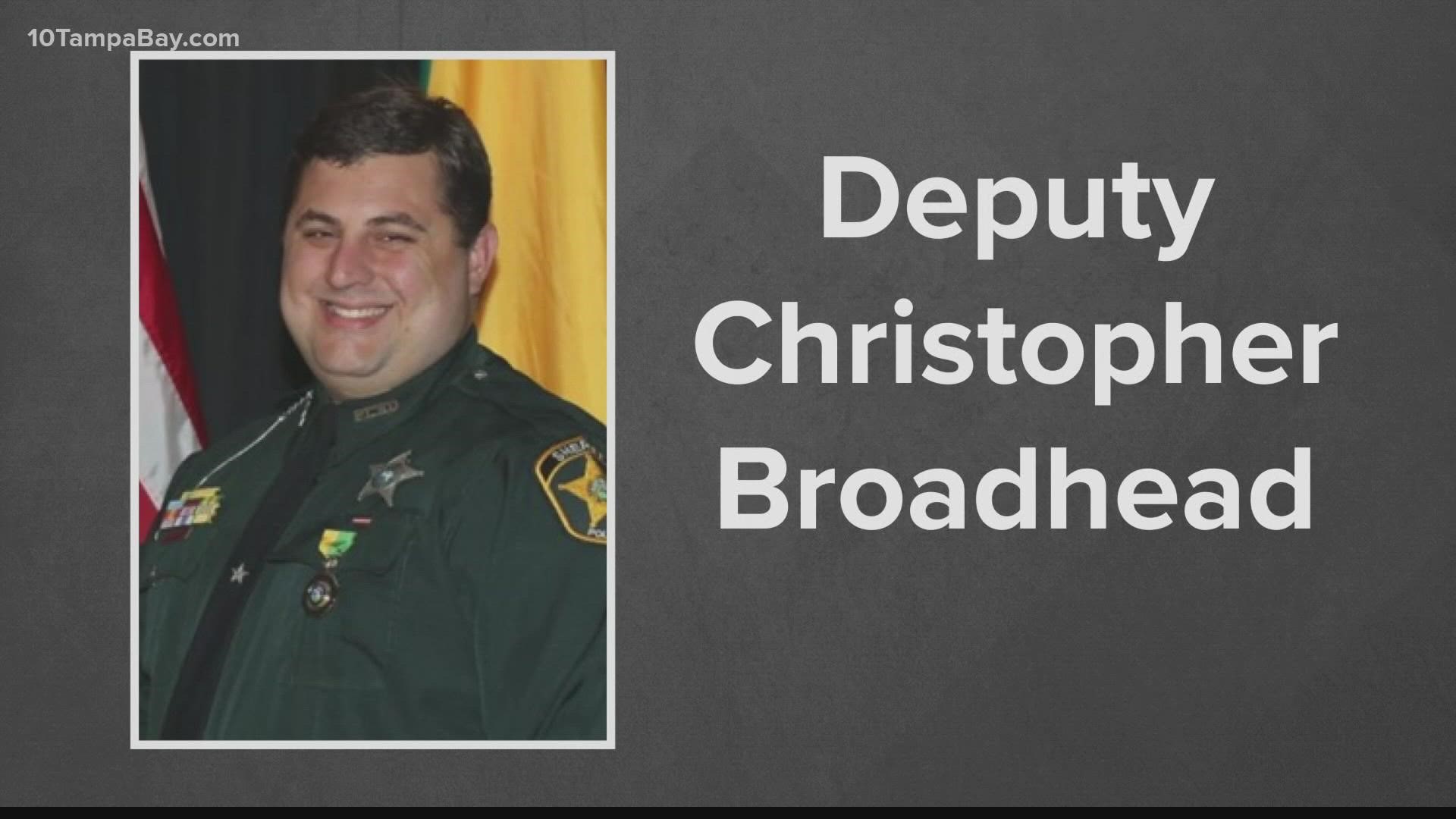 Deputy Christopher Broadhead had been on a ventilator battling the virus after he and his family contracted it last month.