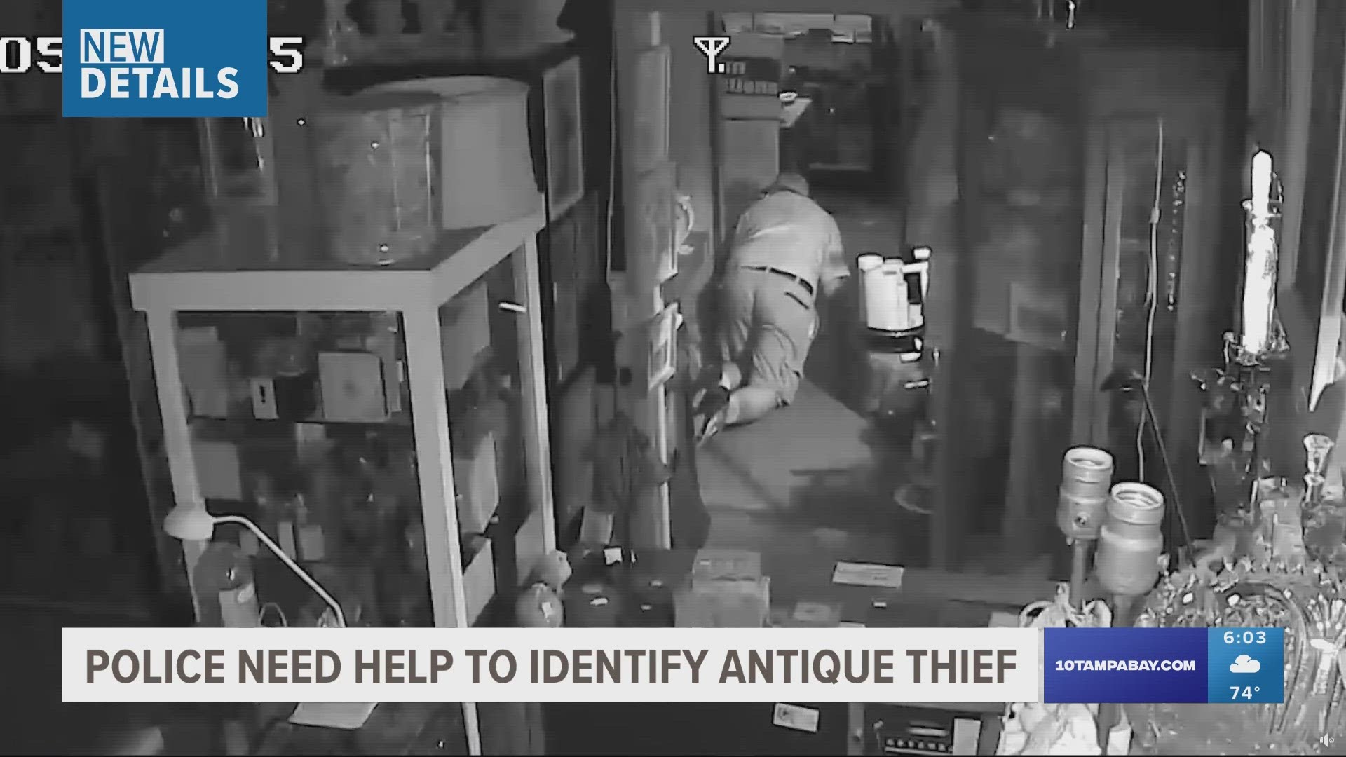 A man was seen crawling in Andrea and Friends Antique Mall taking sterling silver antiques. St. Pete Police need the community's help to identify him.