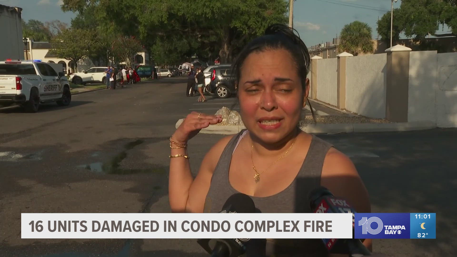 Nine roofers were working on the building when the fire broke out, according to Hillsborough County Fire Rescue.