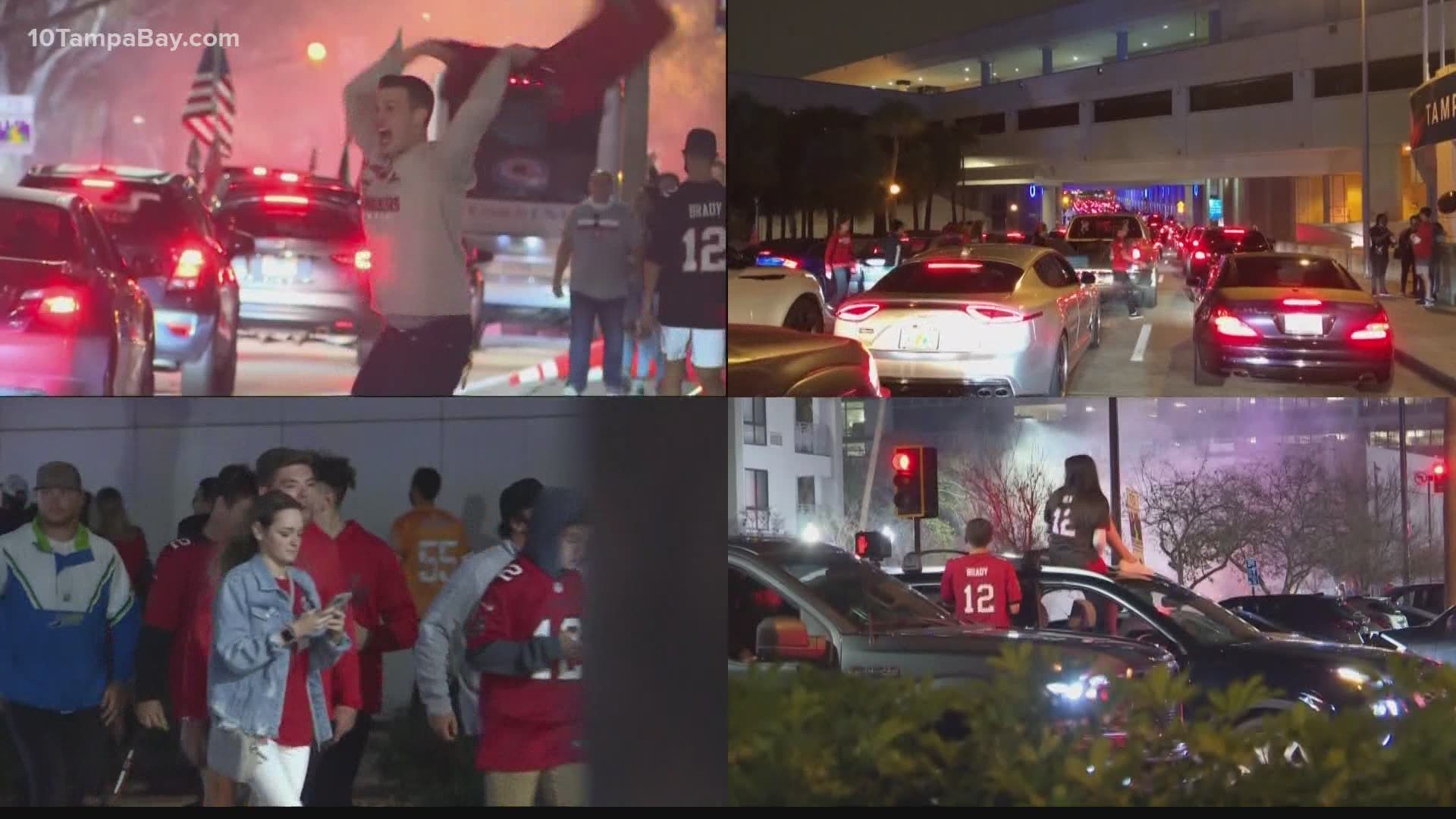 Social media posts show fans removing street signs and throwing barricades through the street.