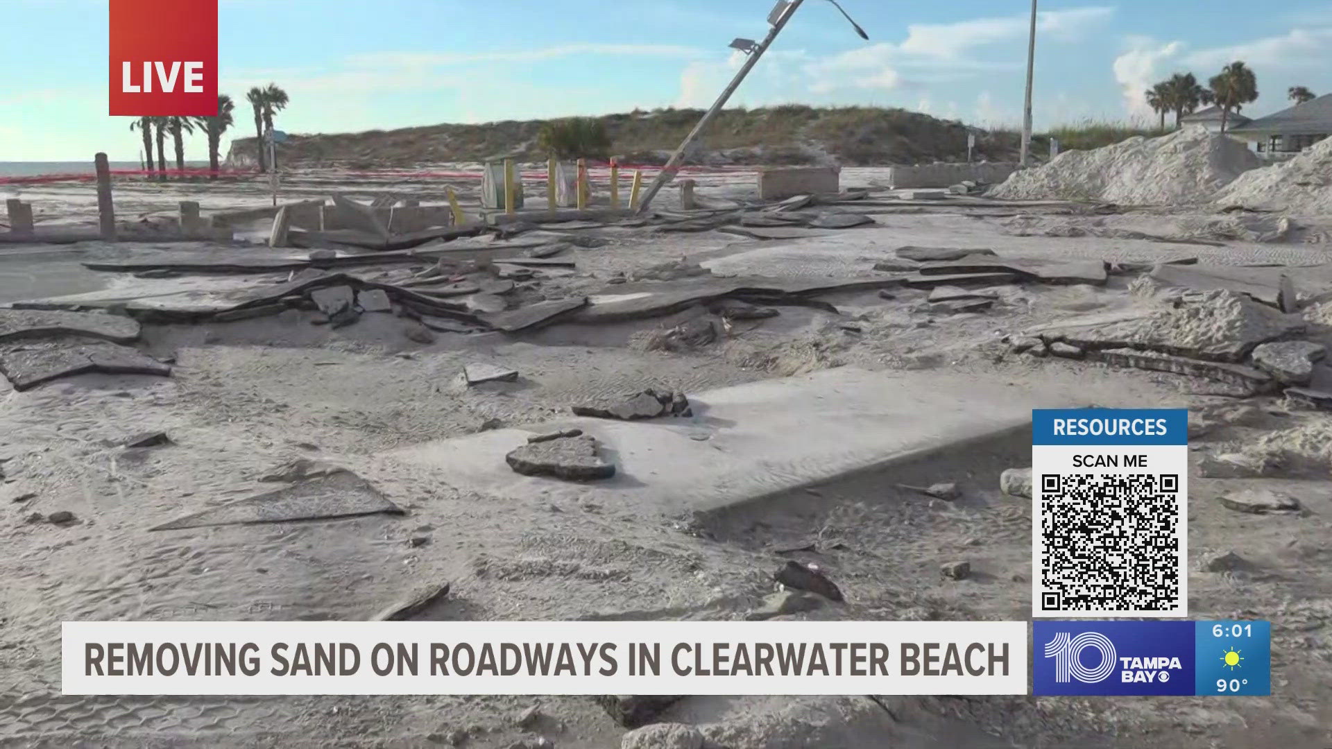 Crews have removed tons of sand from the roadway following Hurricane Helene.