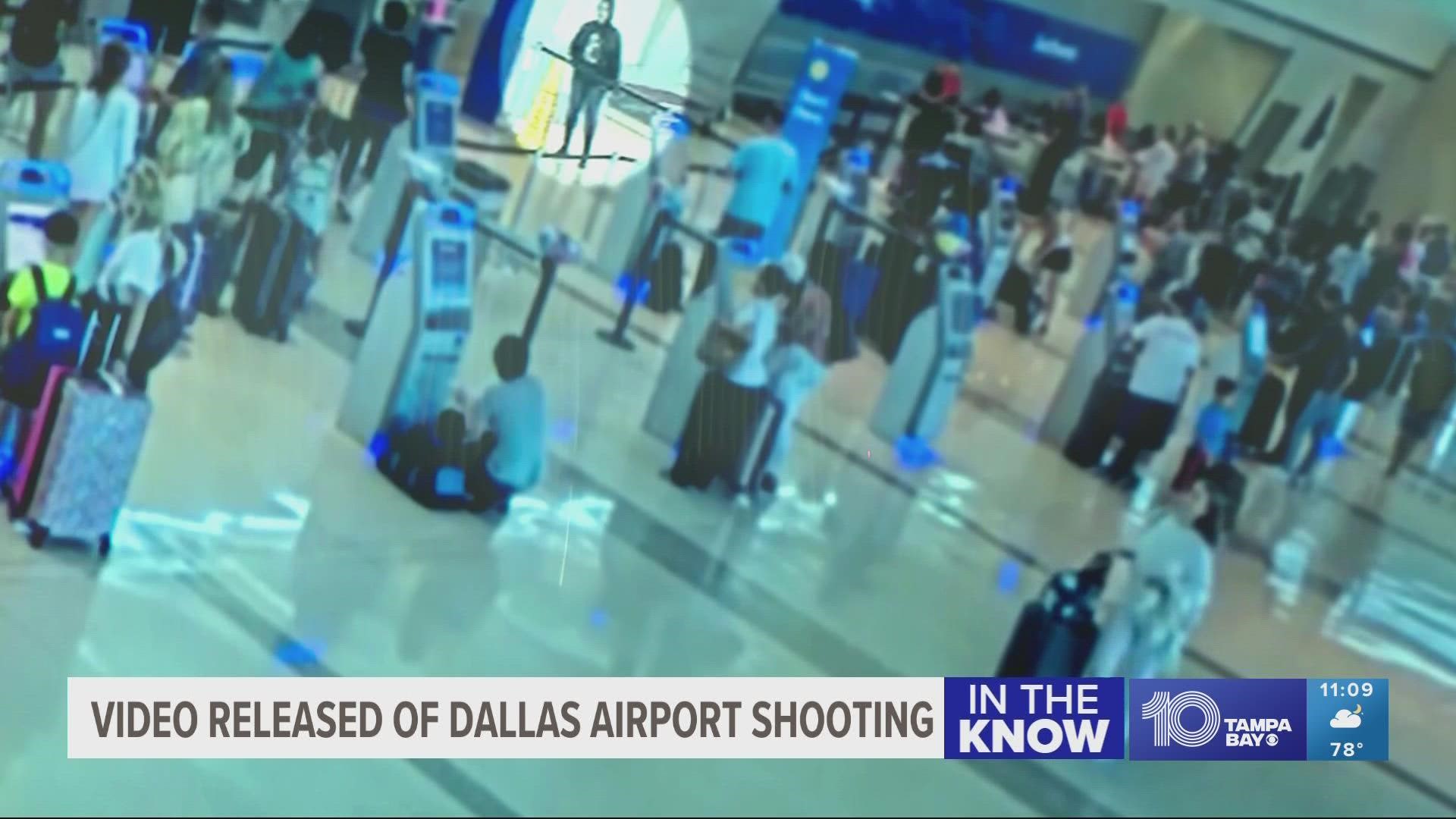 Dallas police Chief Eddie Garcia walked media through the footage, which showed a woman in a hoodie and a mask walk to an area near the Southwest ticket counter.