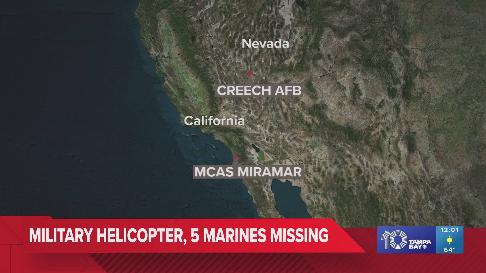 The Marine Corps, San Diego Sheriff's Department, and Civil Air Service are searching for 5 missing Marines Wednesday morning.