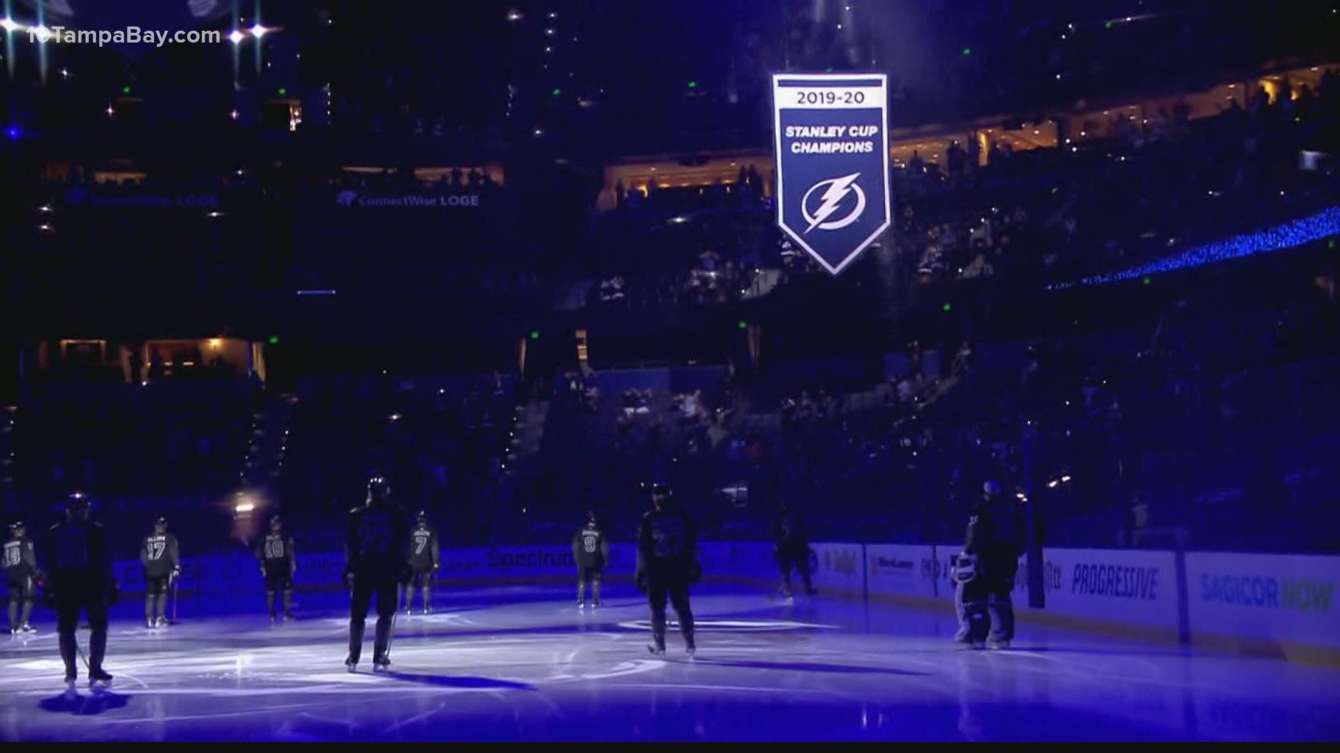 The reigning Stanley Cup Champs also held a moment of silence for fallen Tampa Master Police Officer Jesse Madsen before the game.