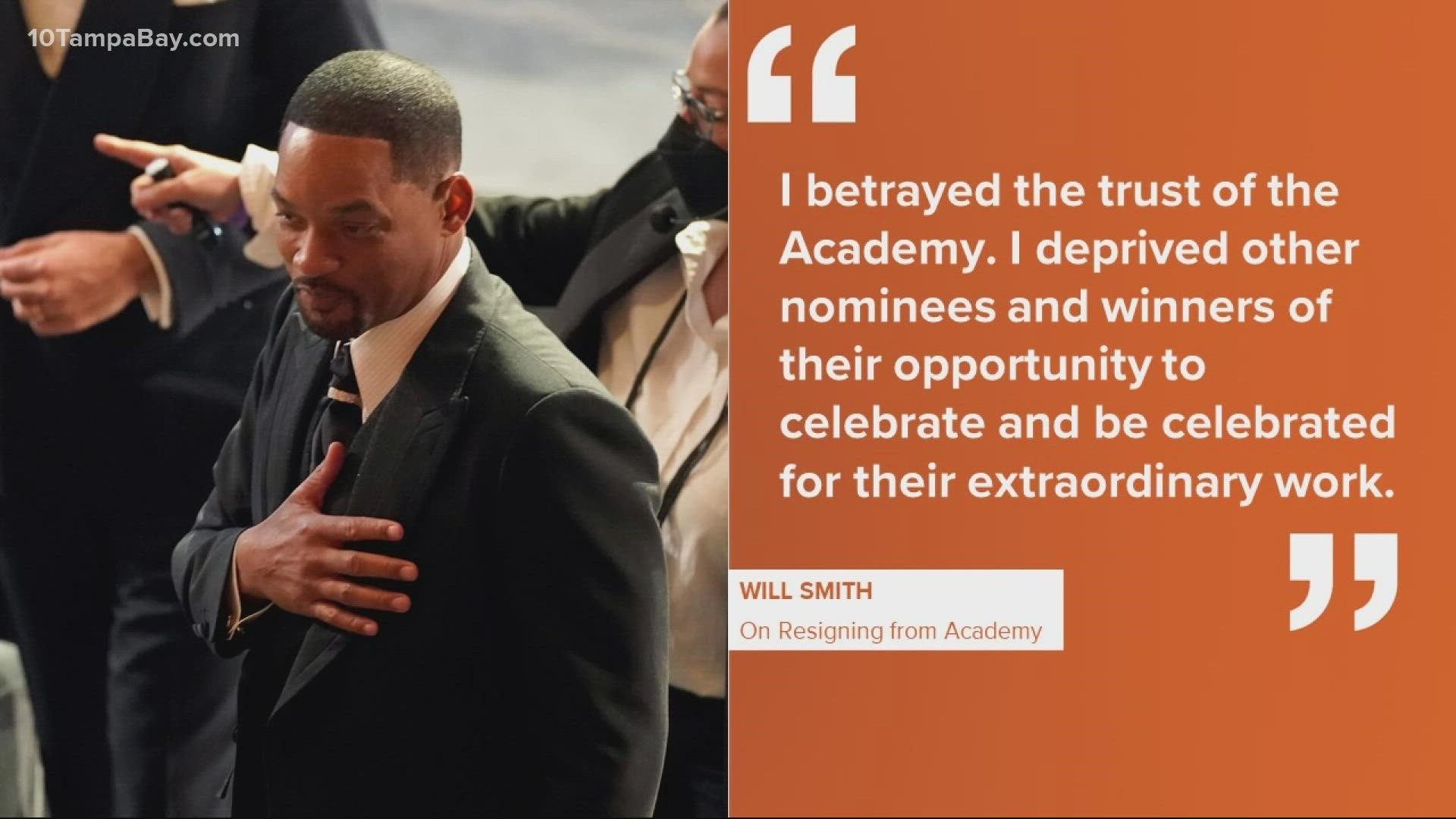 Will Smith resigned Friday from the motion picture academy following his Oscars night slap of Chris Rock.