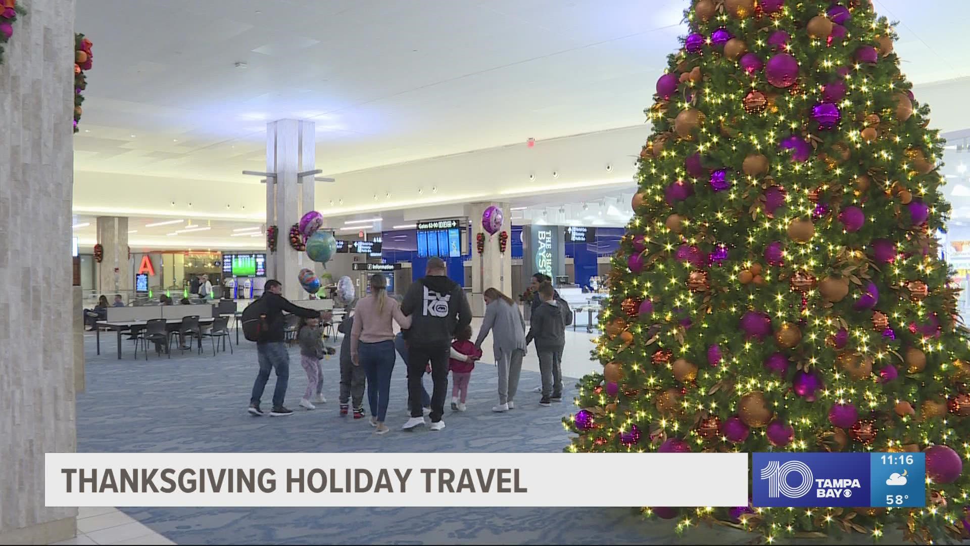 Tampa International Airport expects to see an average of approximately 70,000 travelers per day over the Thanksgiving stretch.