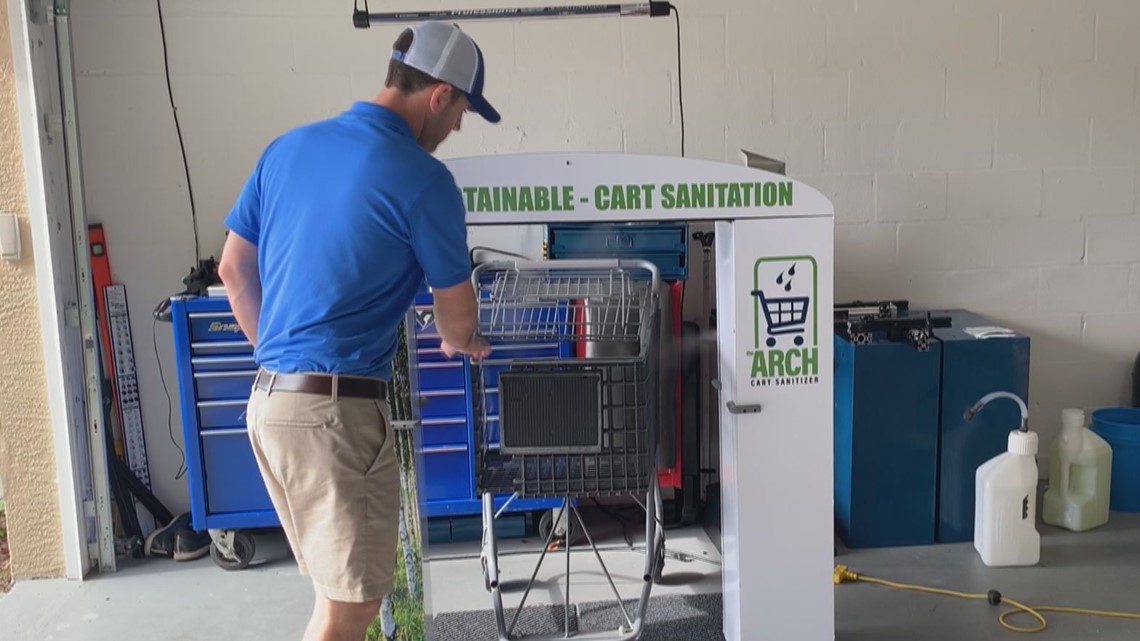 Tampa man invents shopping cart sanitizing machine