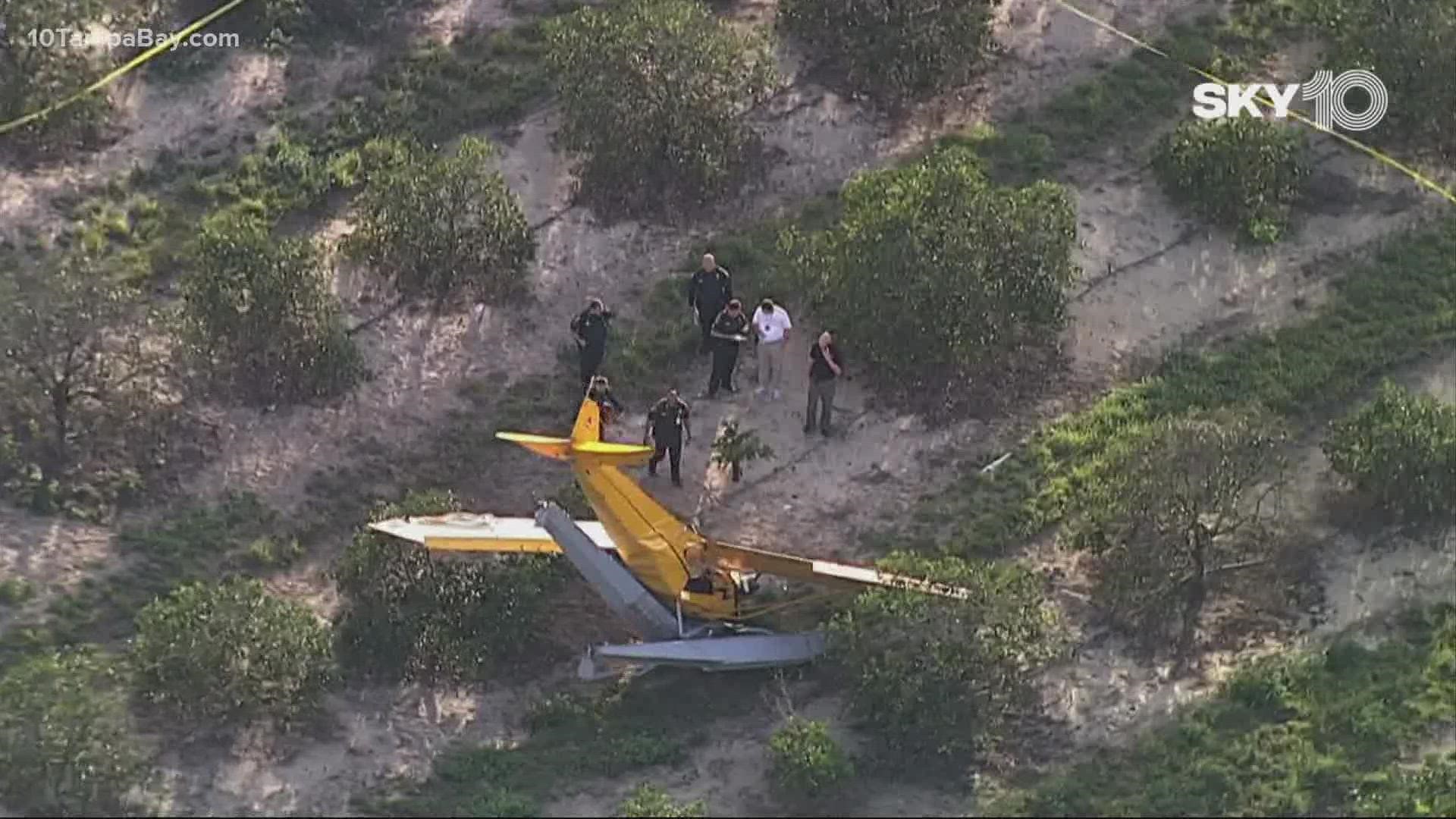 Deputies say the plane crashed nose-first.