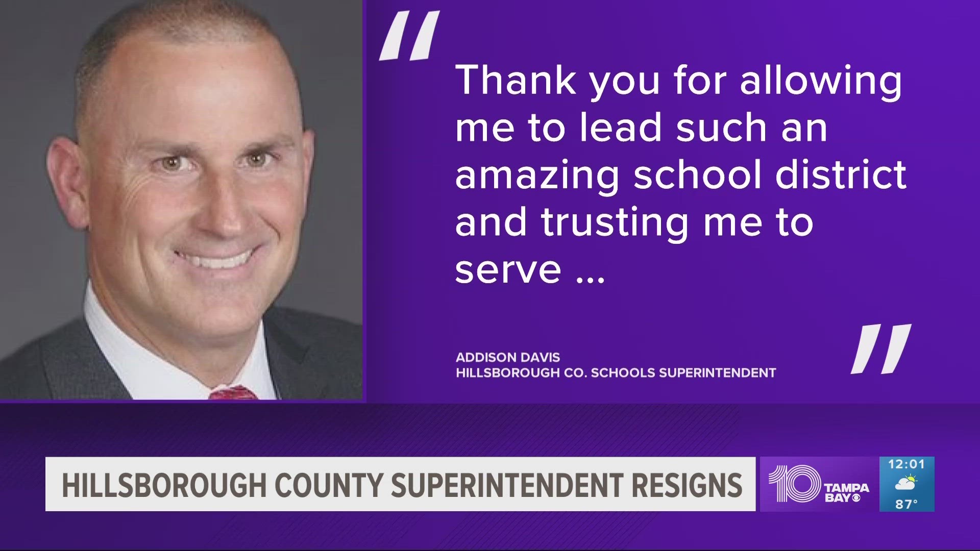 Hillsborough County Schools superintendent to resign