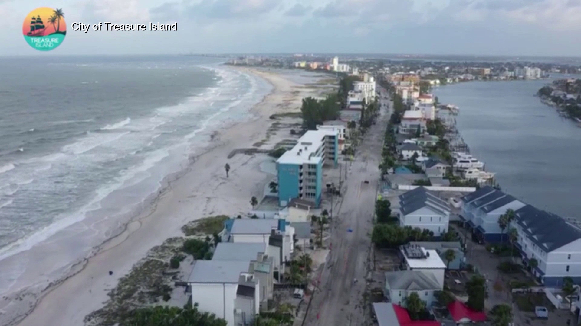 Here is an aerial view of Treasure Island in the aftermath of Hurricane Helene.