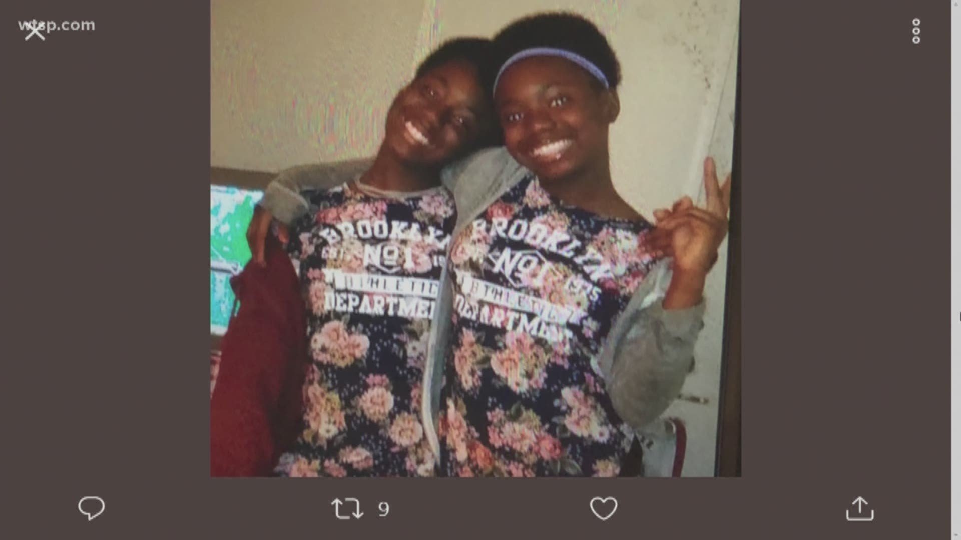 Police are asking for the public to help find missing 11-year-old twins.

John Hopkins Middle School students Brenika and Brentasia Newton both had on burgundy polo shirts, police said. One was wearing khaki shorts and one was wearing khaki pants.