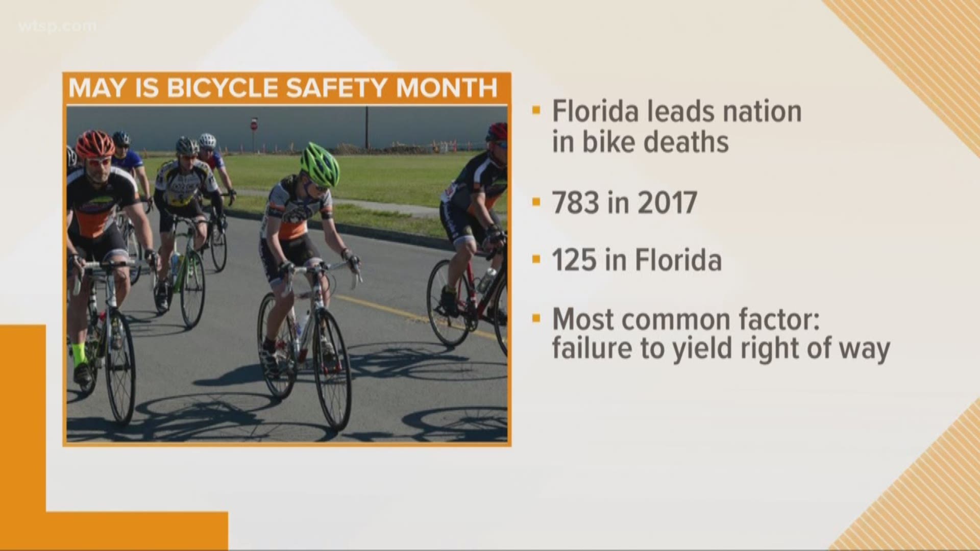 Some 125 cyclists were killed in Florida in 2017. https://on.wtsp.com/2JKjoQR